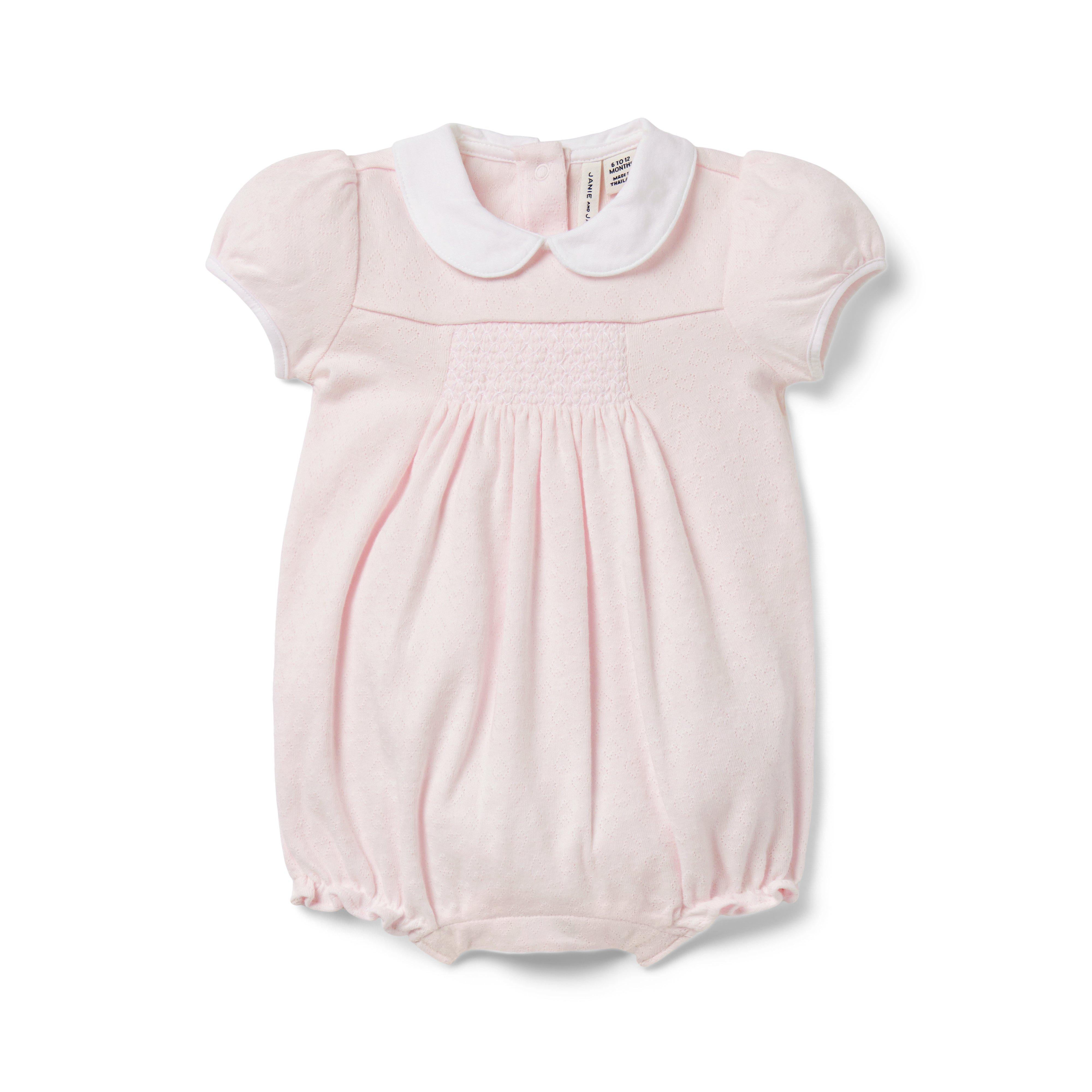 Baby Heart Pointelle Collared Romper image number 0