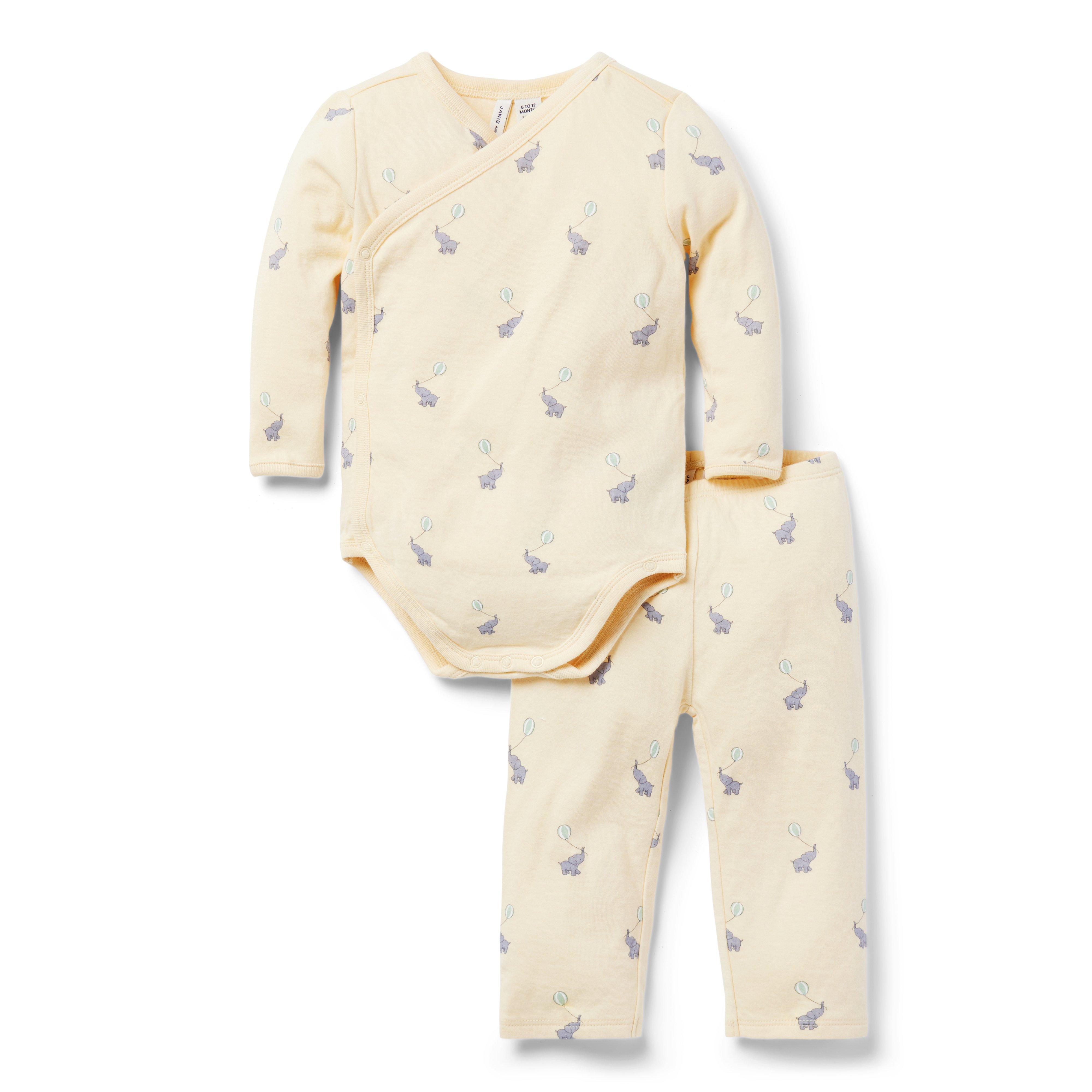 Newborn Pale Yellow Elephant Baby Elephant Wrap Matching Set by Janie and Jack