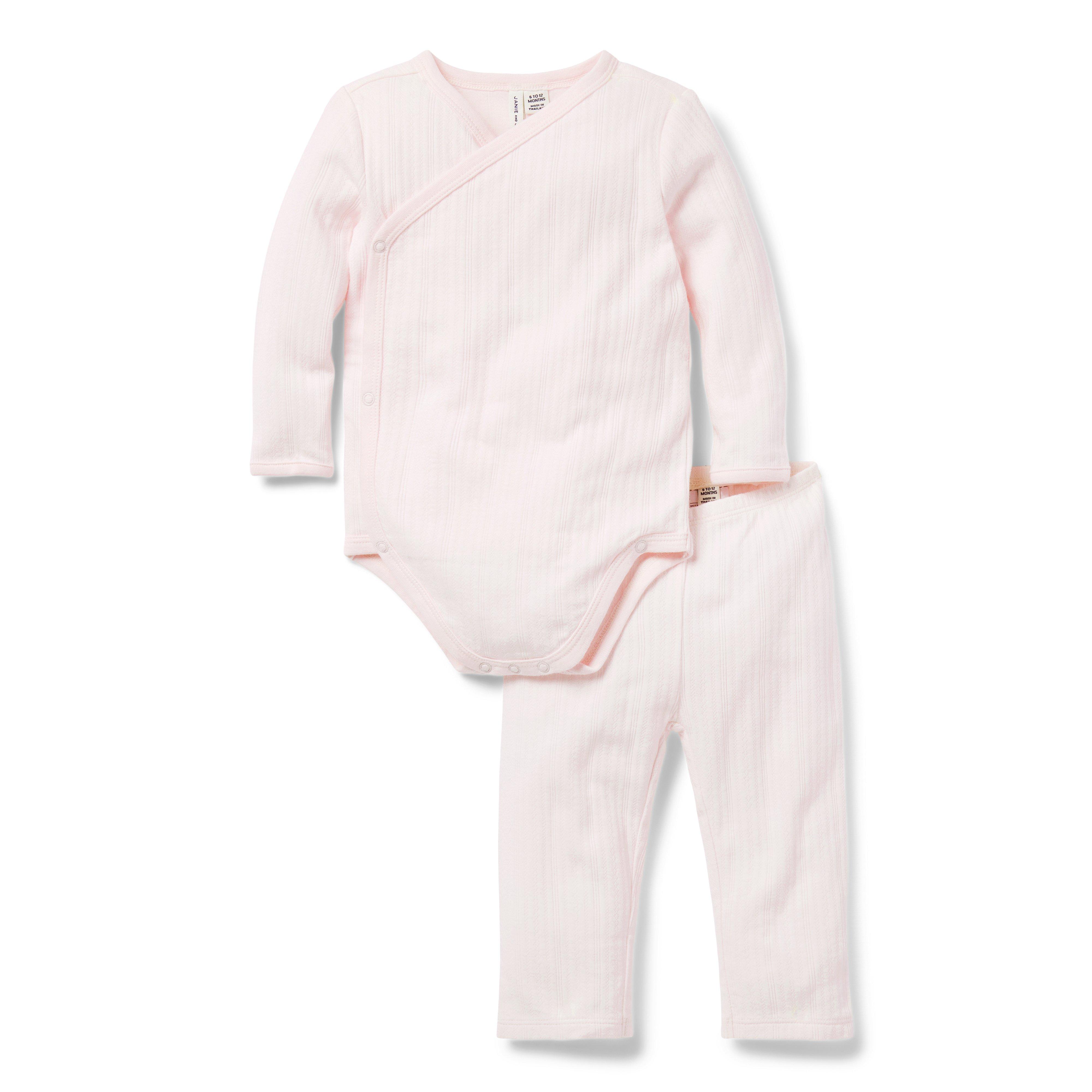 Ribbed 2pcs Solid Long-sleeve Baby Set