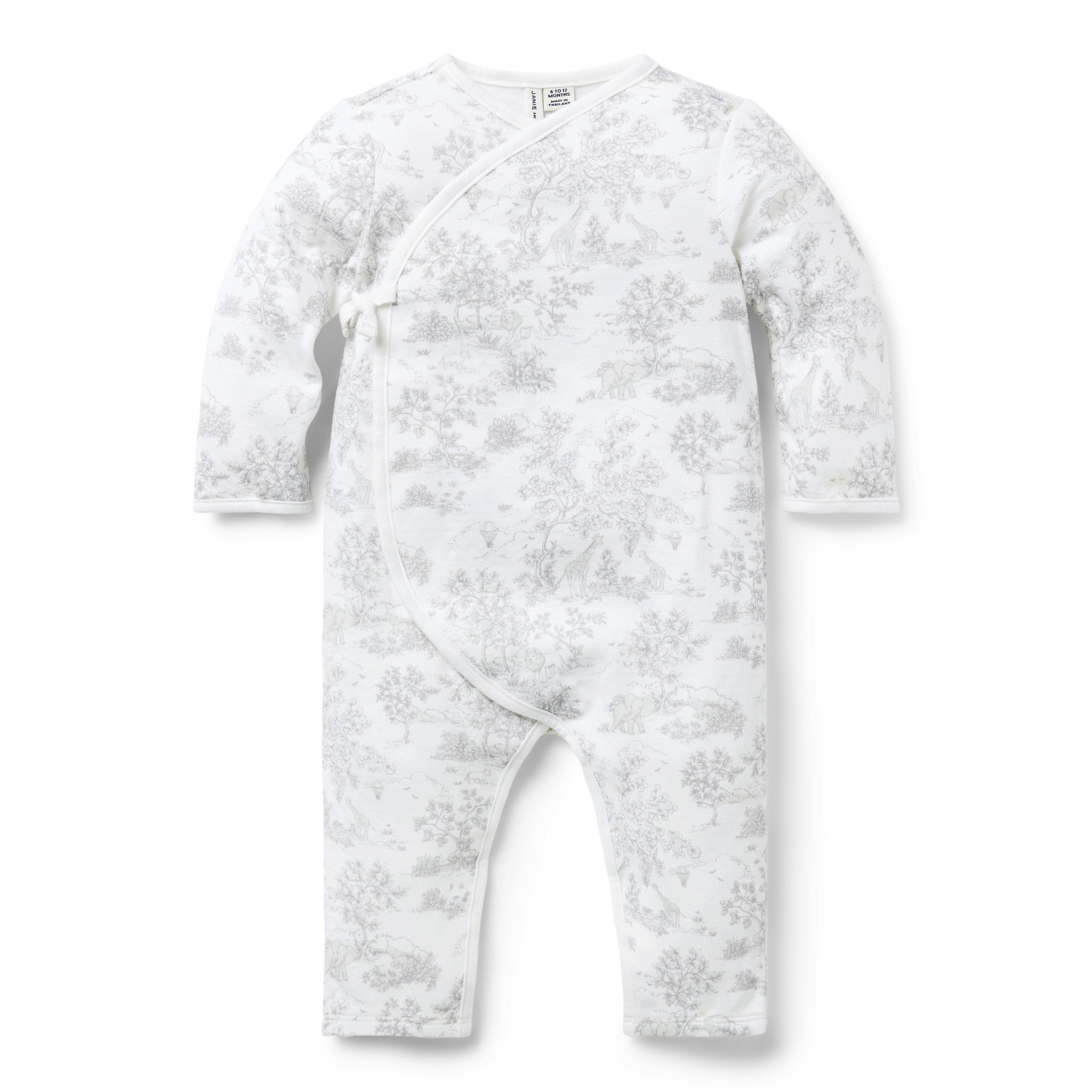 Baby Safari Toile Wrap One-Piece image number 0