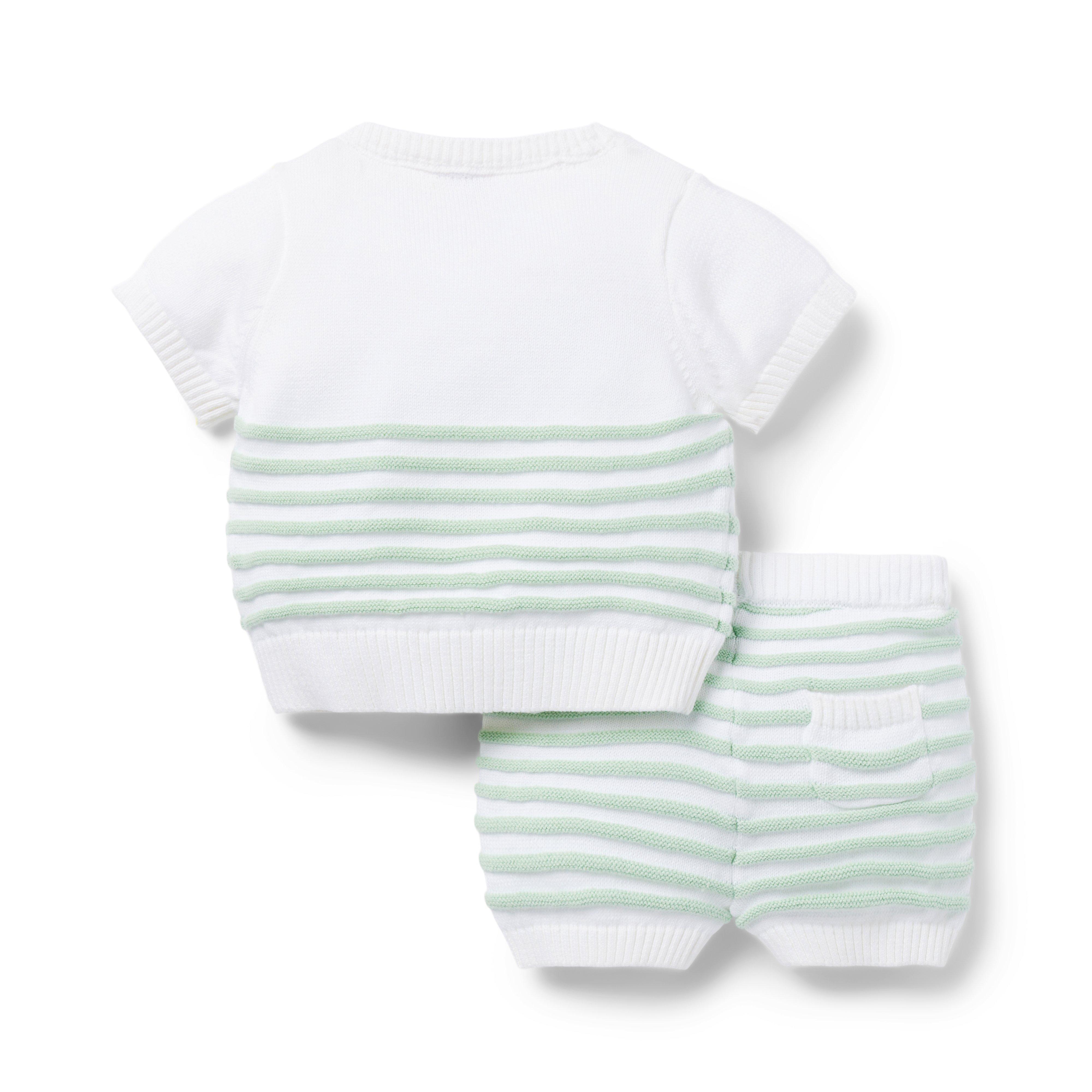 Newborn Aqua Stripe Baby Textured Striped Matching Set by Janie