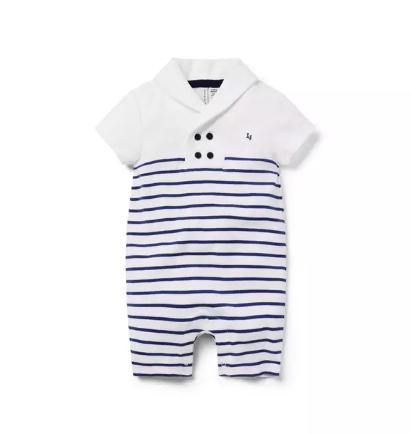 Baby Striped Shawl Collar Romper image number 0