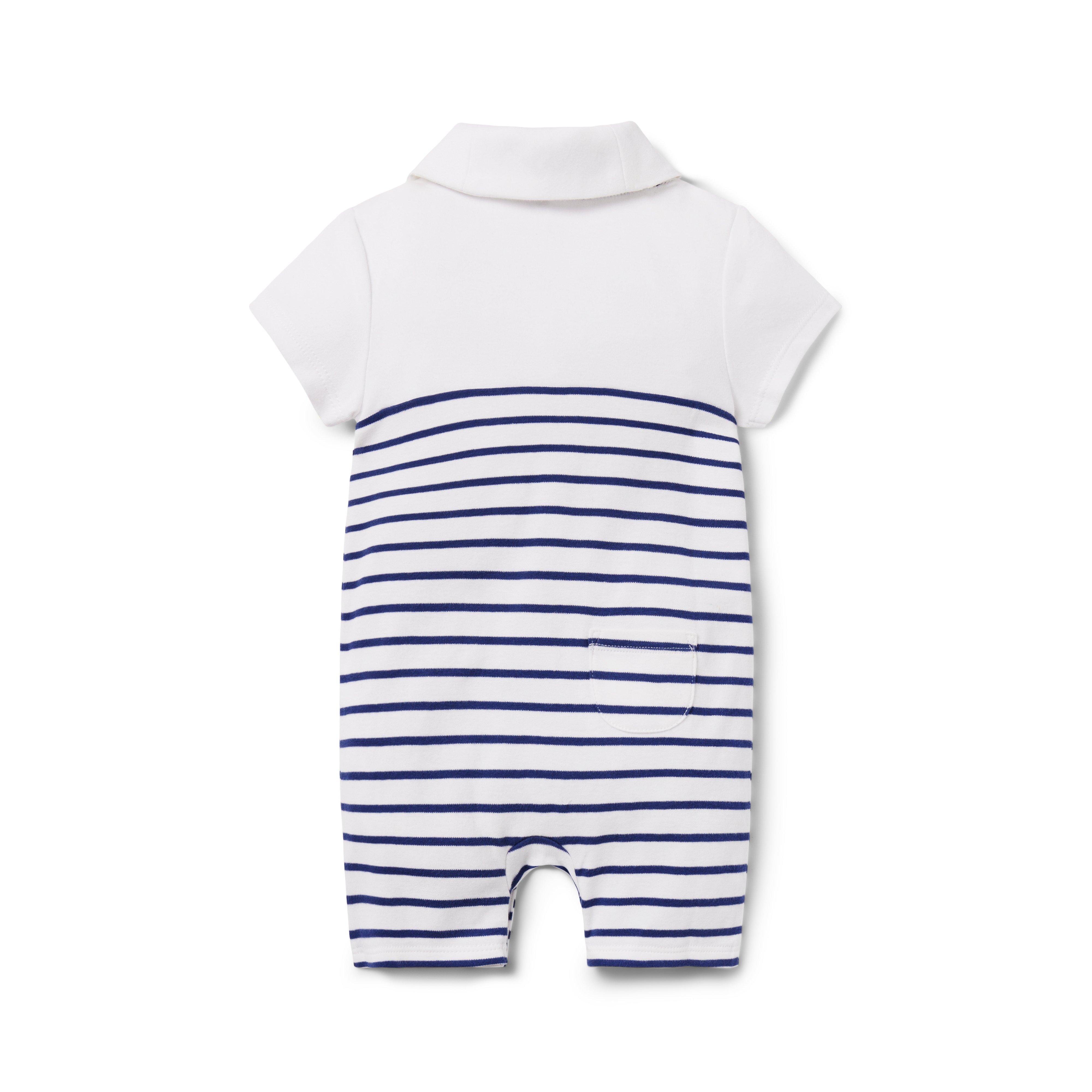 Baby Striped Shawl Collar Romper image number 1