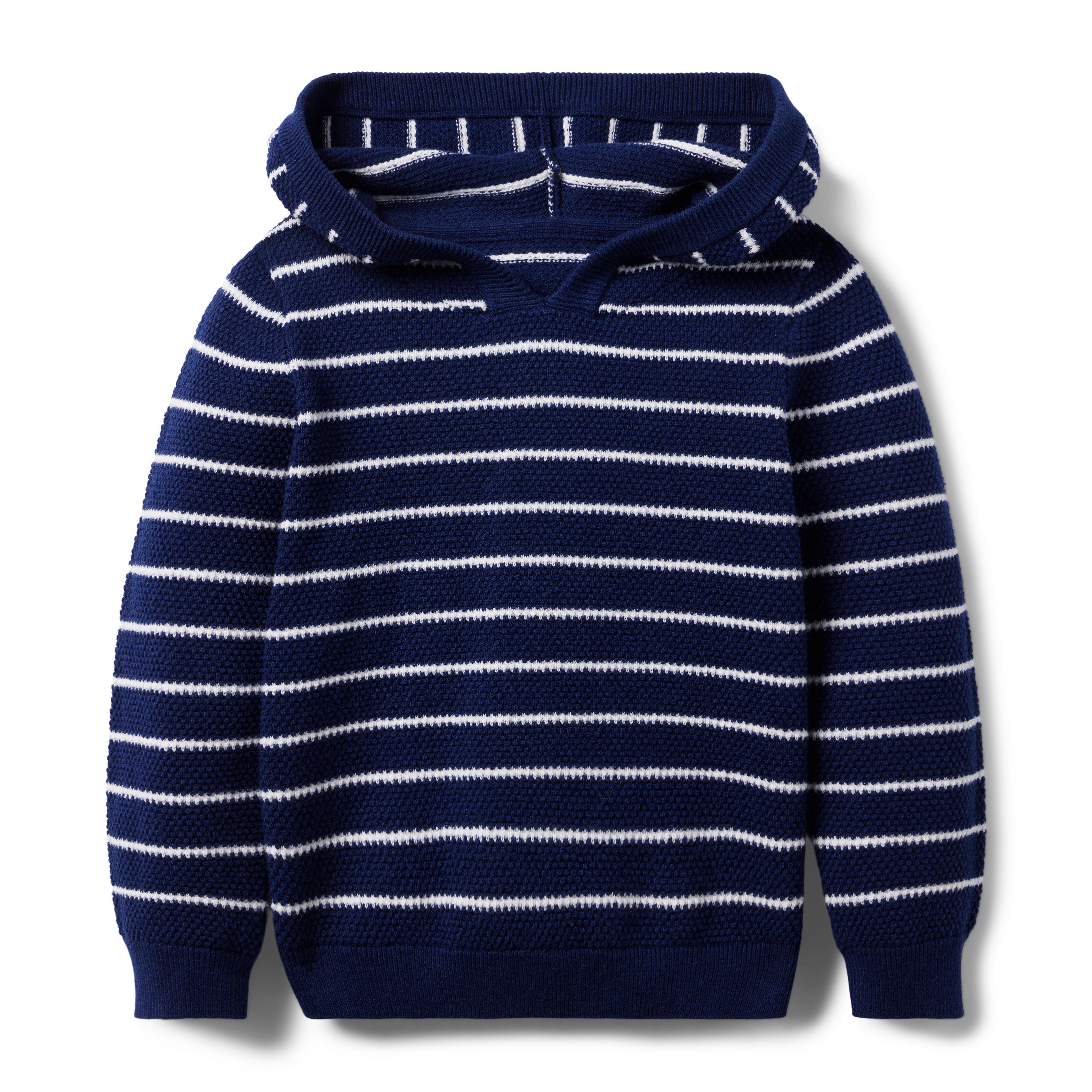 Striped Textured Hooded Sweater