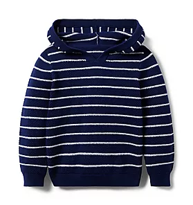 Striped Textured Hooded Sweater