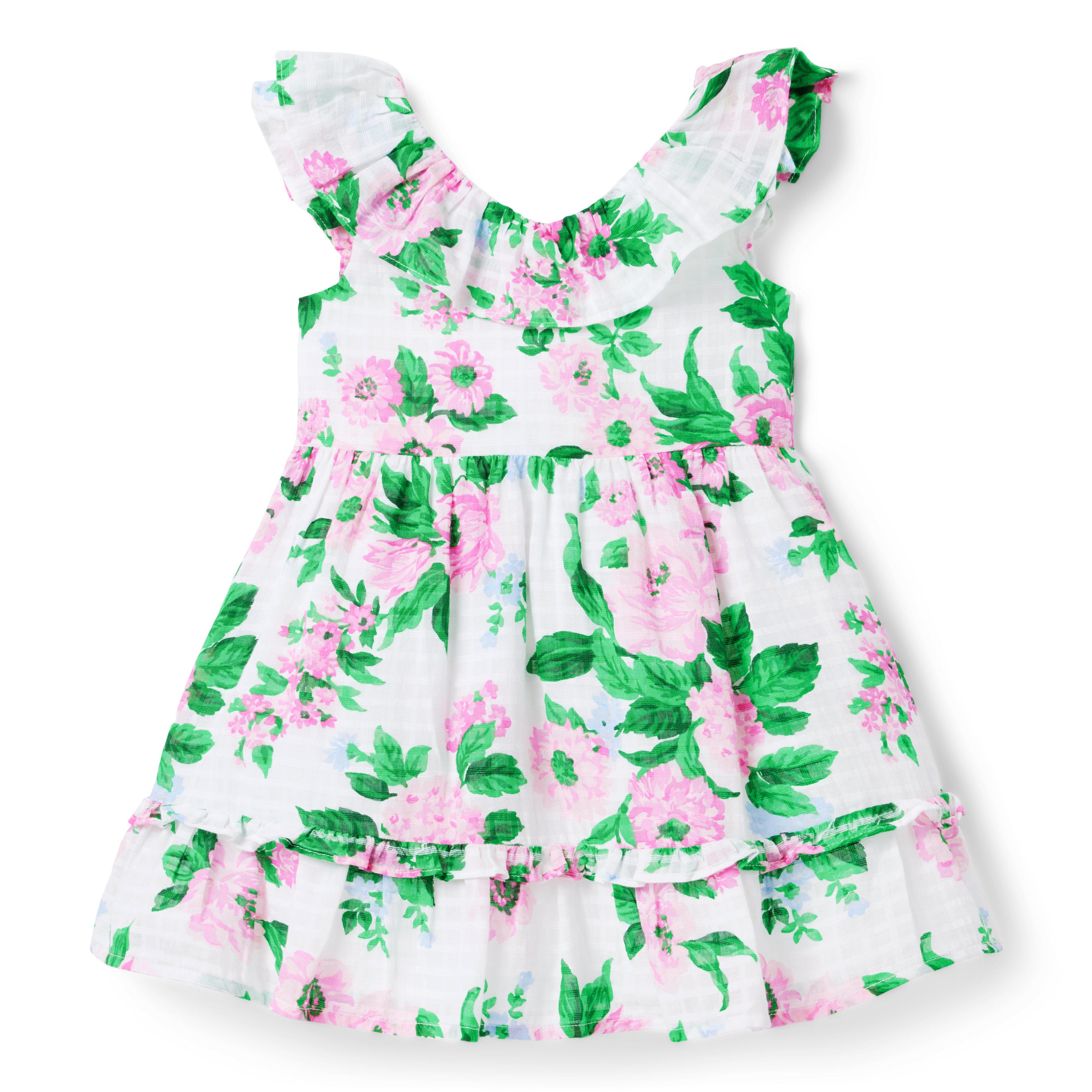 White floral outlet frill dress