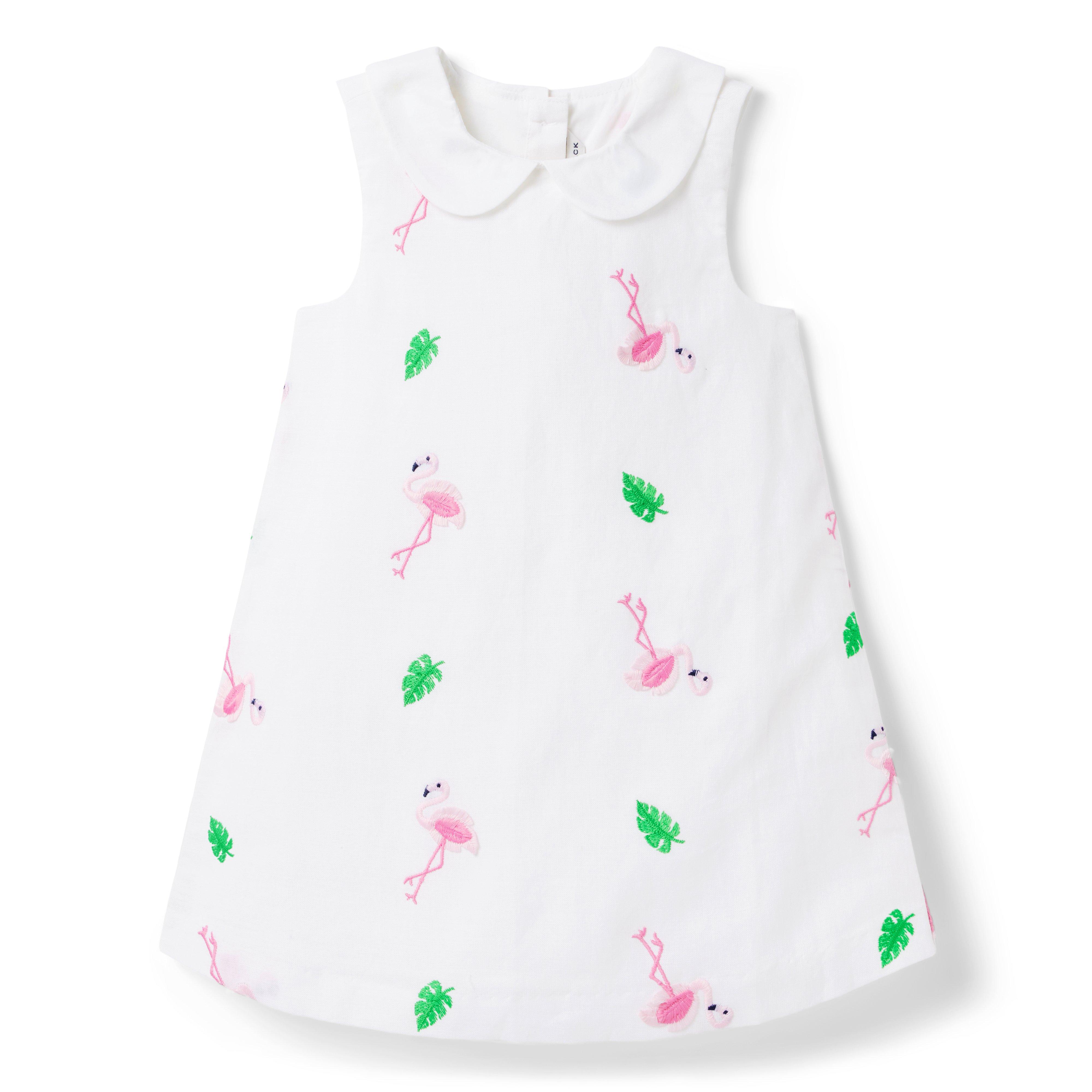 Embroidered Flamingo Dress
