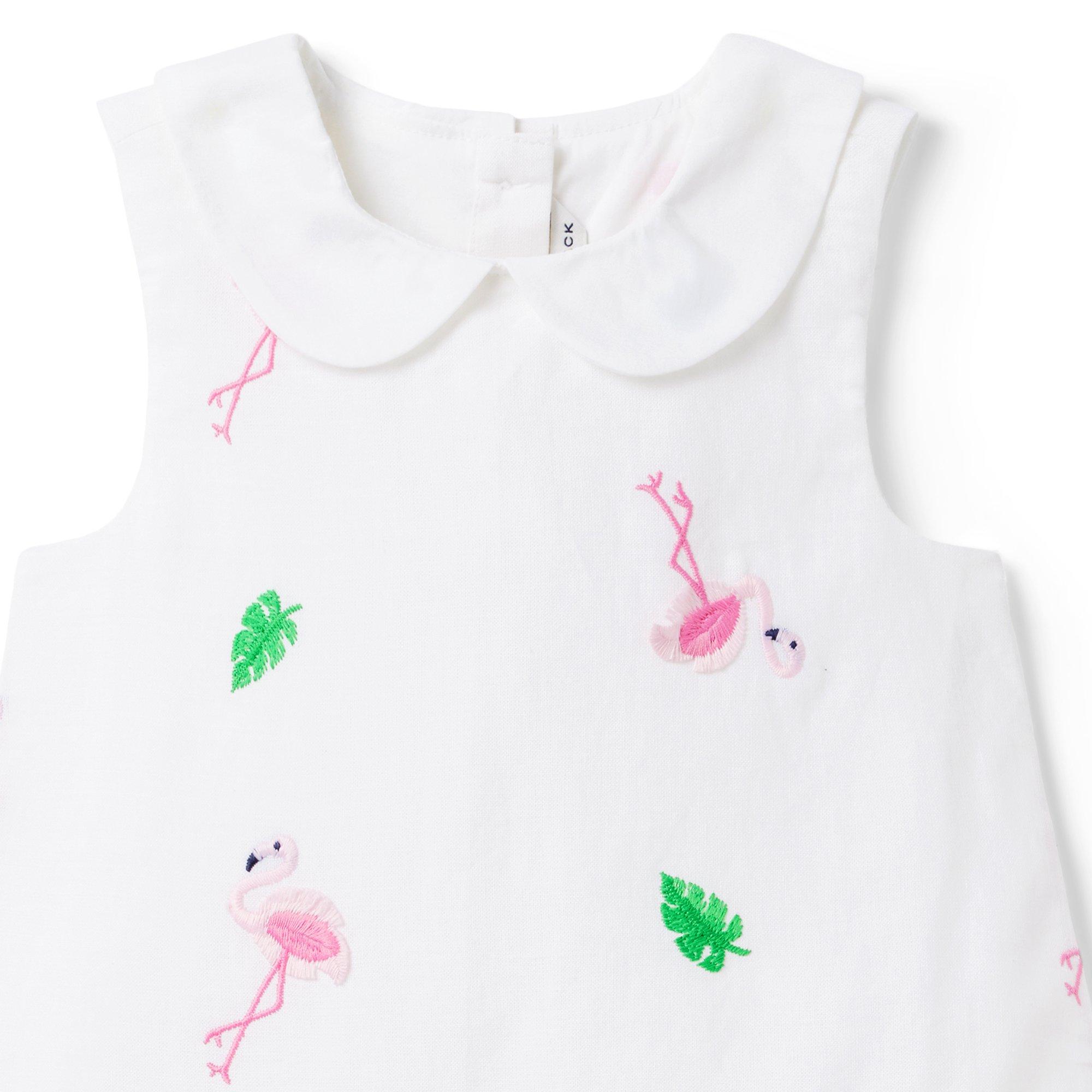 Embroidered Flamingo Dress