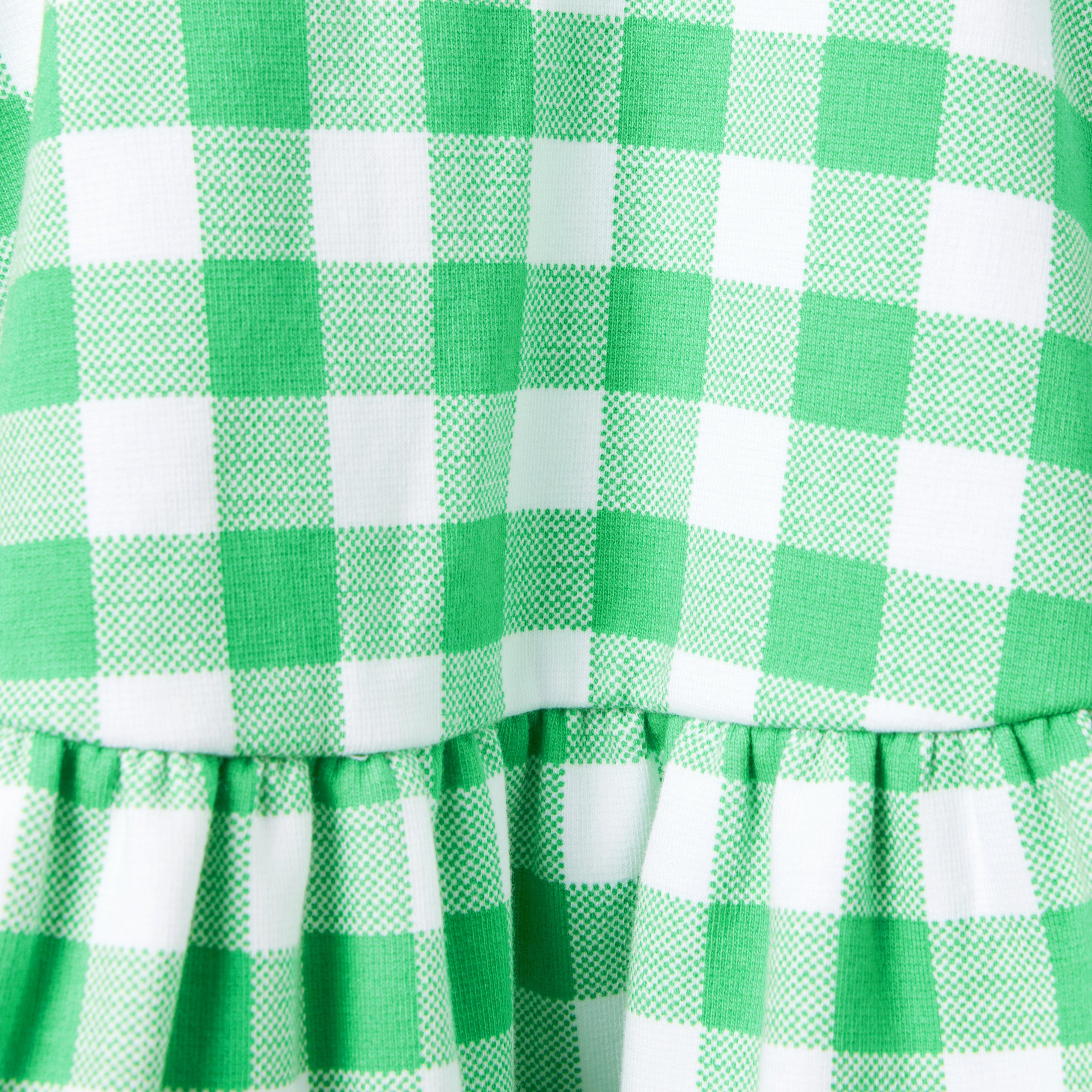 Gingham Eyelet Ruffle Ponte Dress