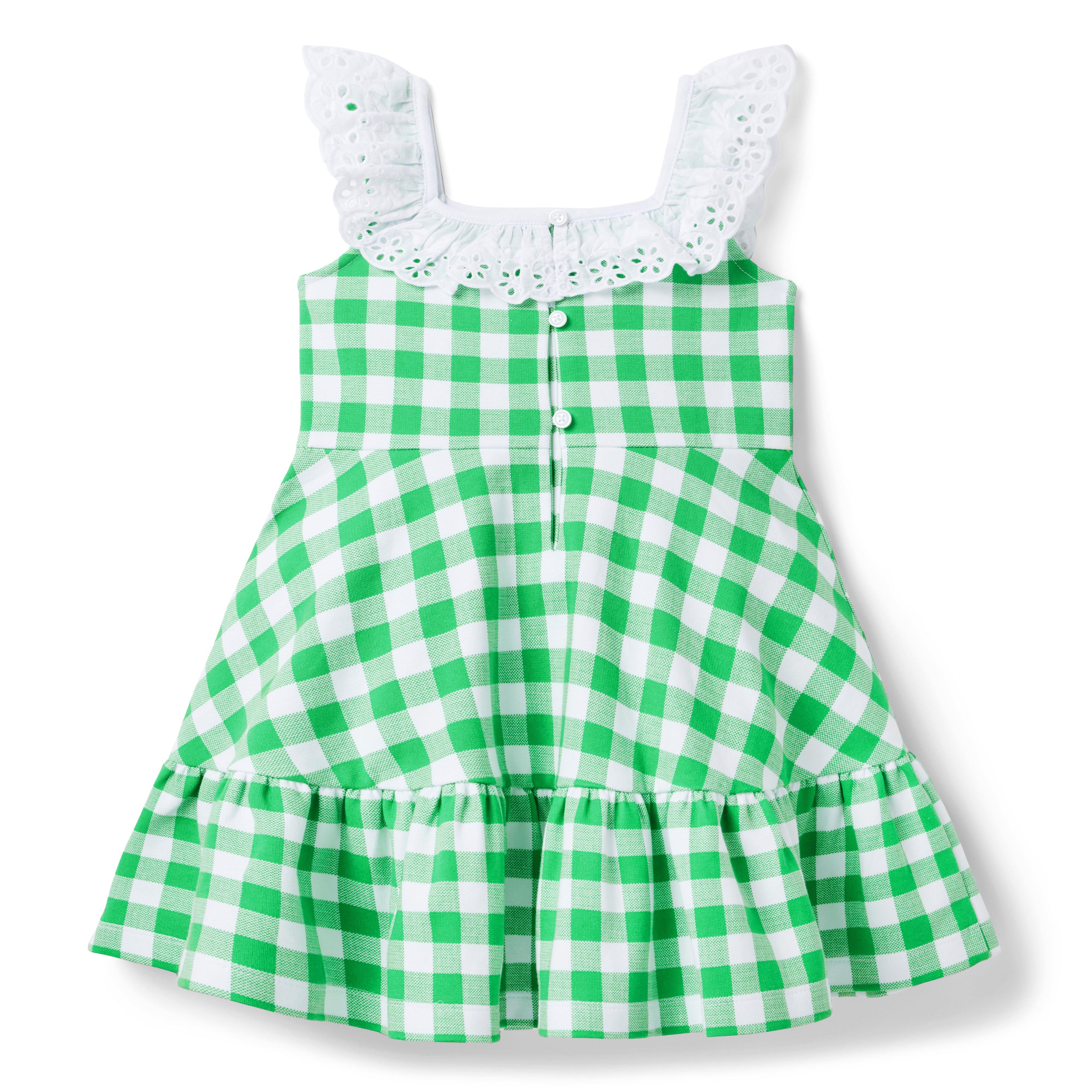 Gingham Eyelet Ruffle Ponte Dress image number 1