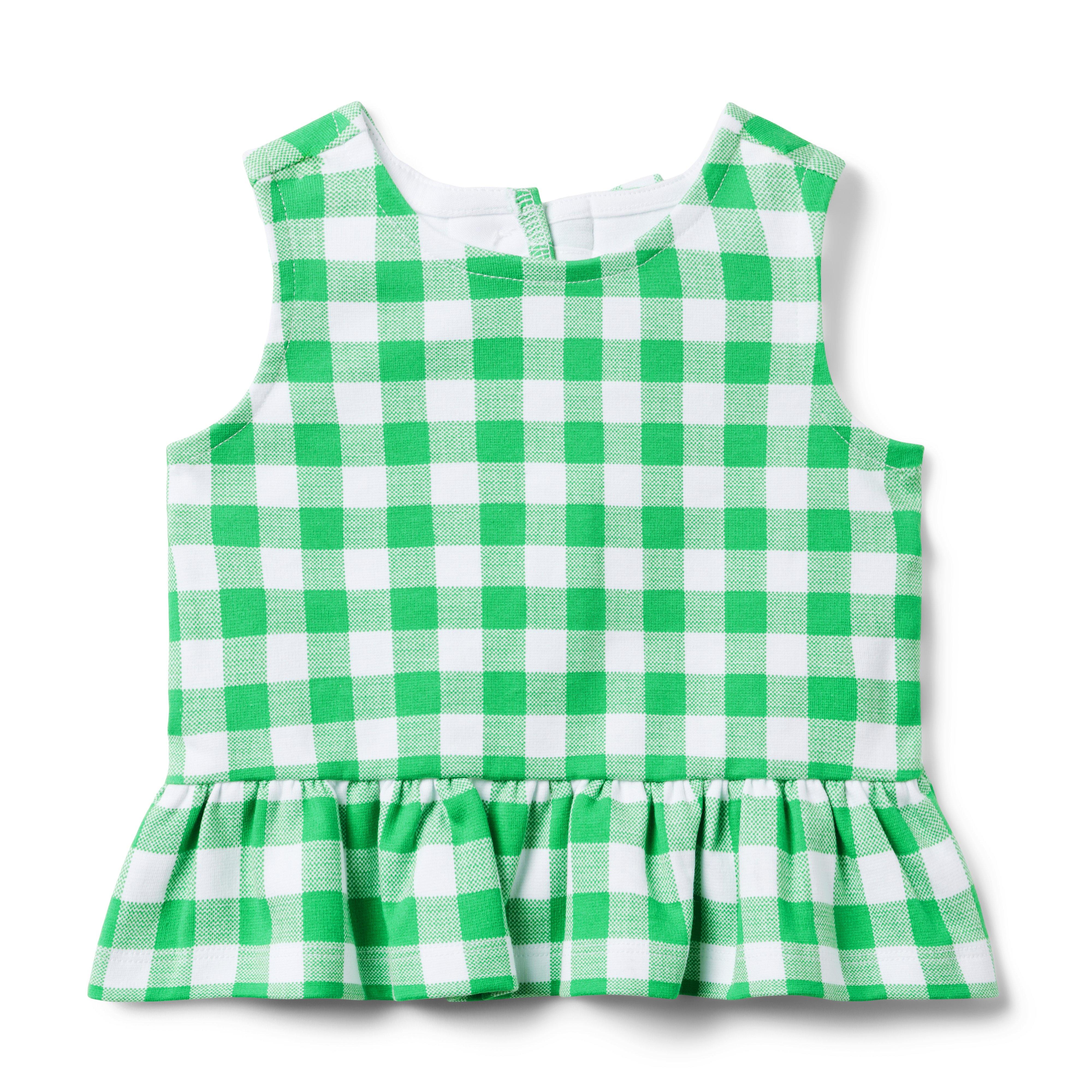 Gingham Peplum Ponte Top