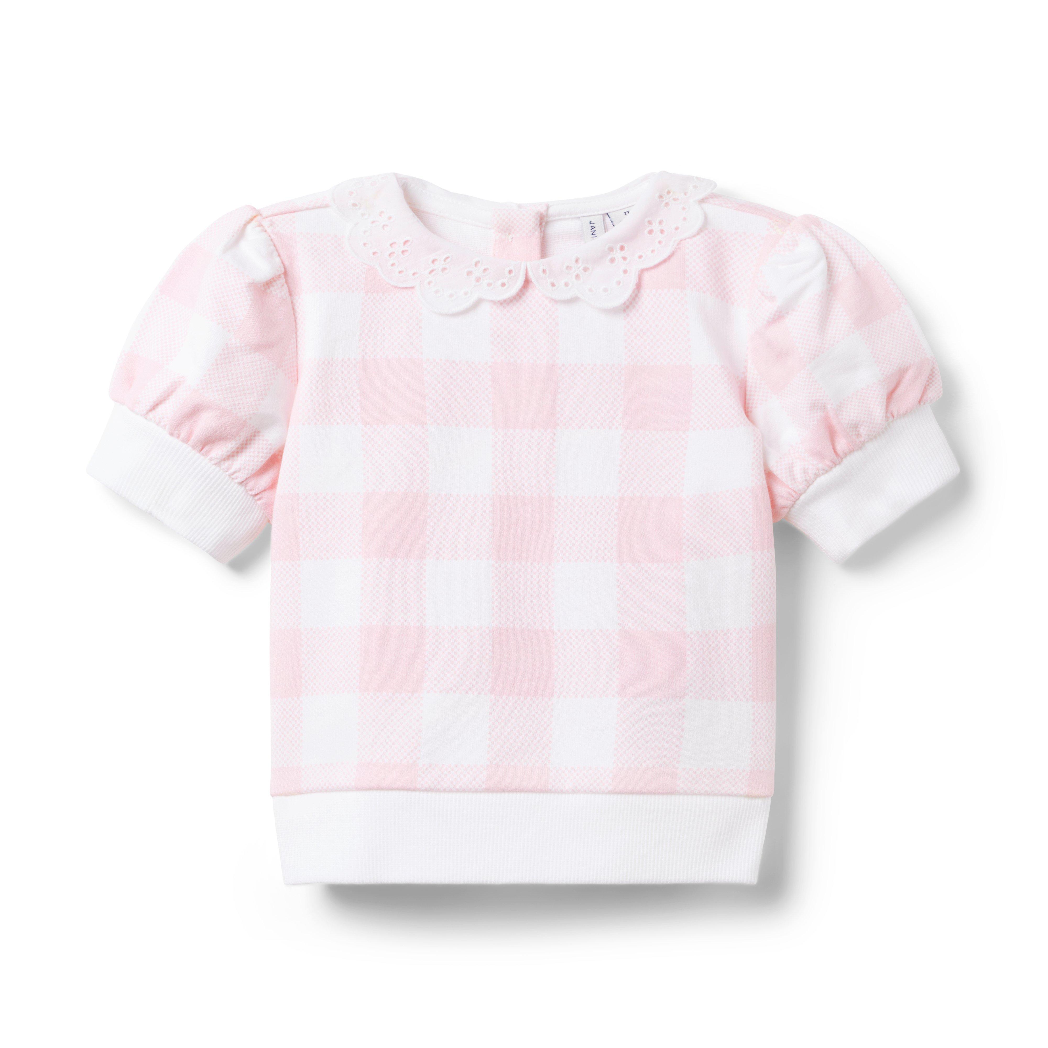 Gingham Eyelet Collared Sweatshirt image number 0