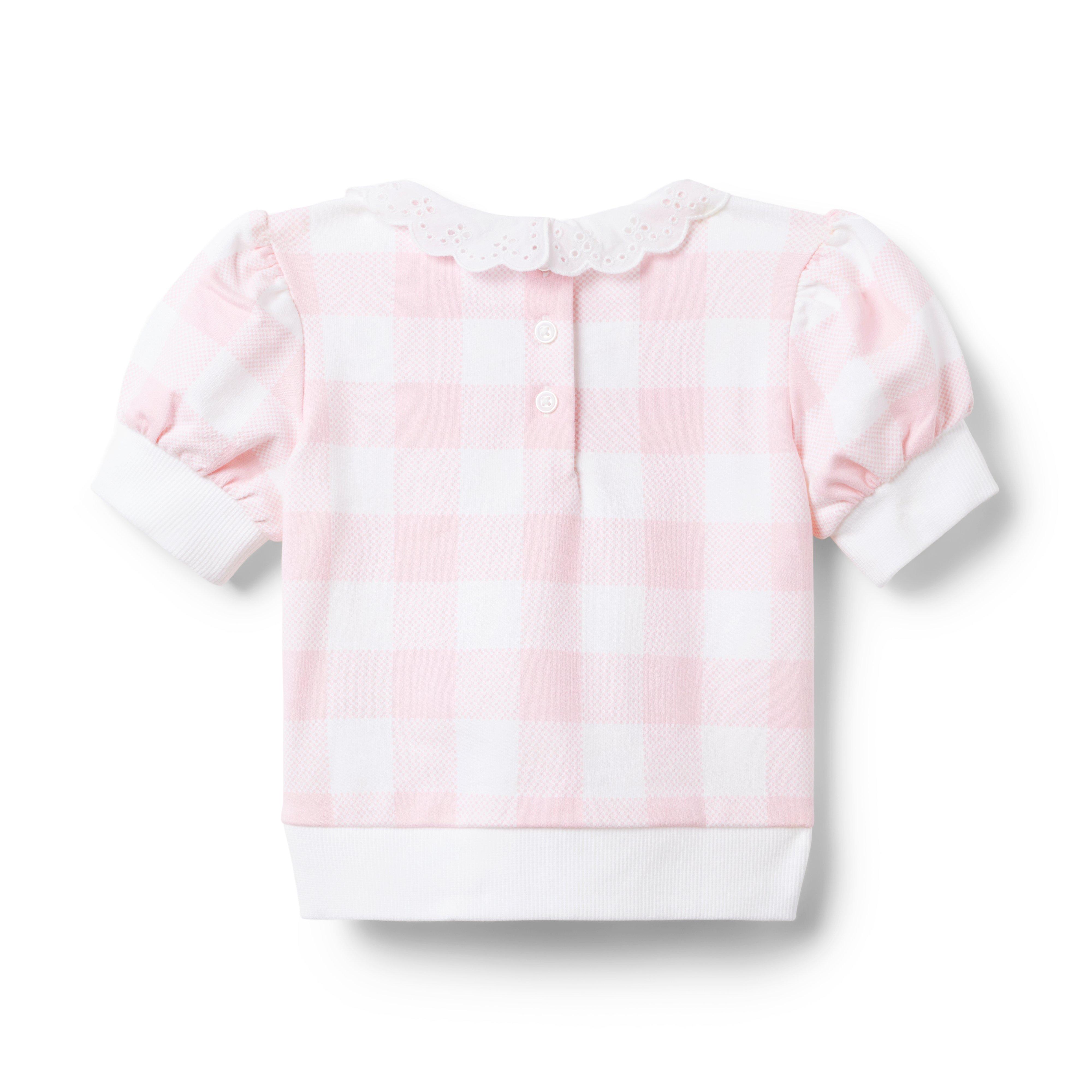 Gingham Eyelet Collared Sweatshirt