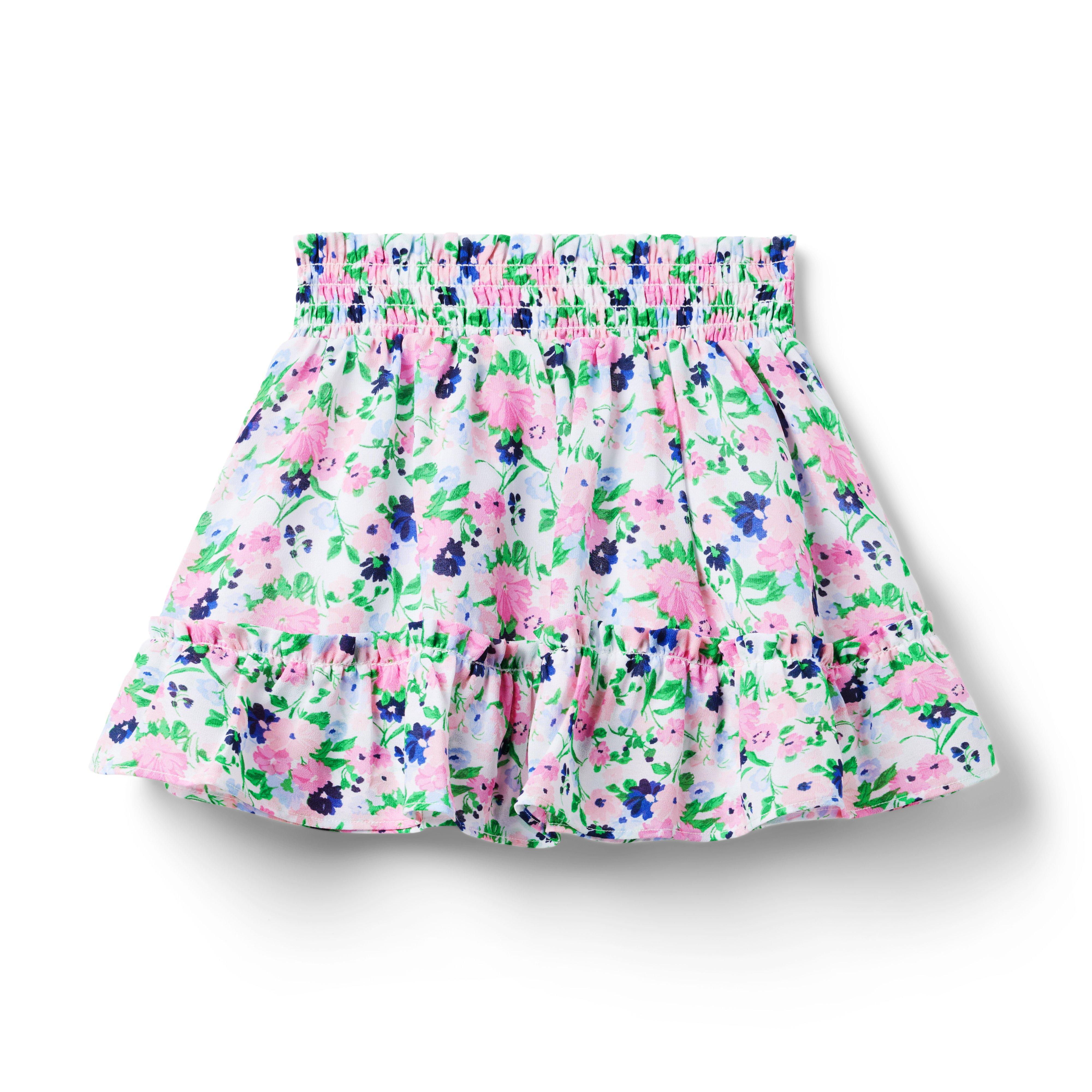 Floral Smocked Chiffon Skirt