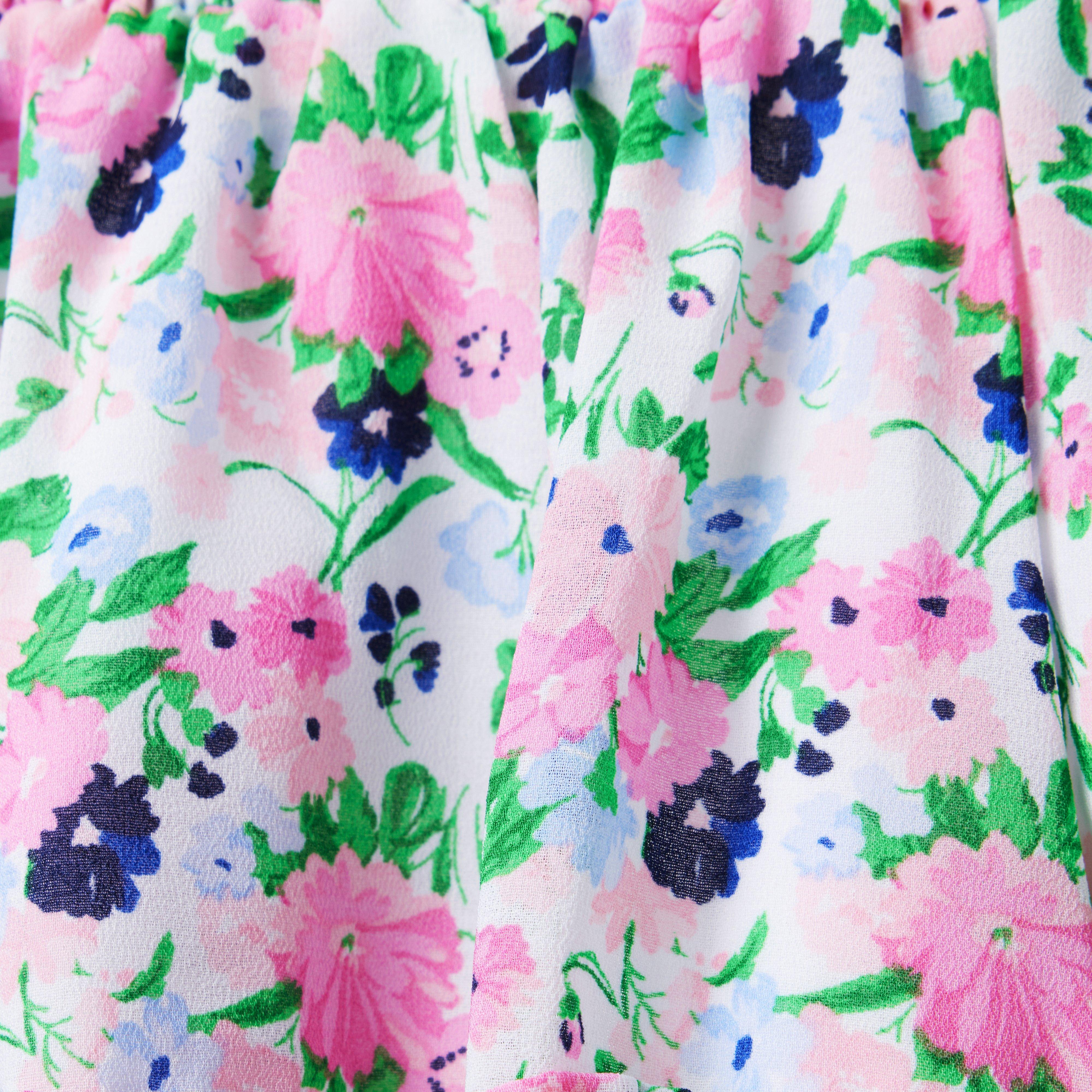 Floral Smocked Chiffon Skirt