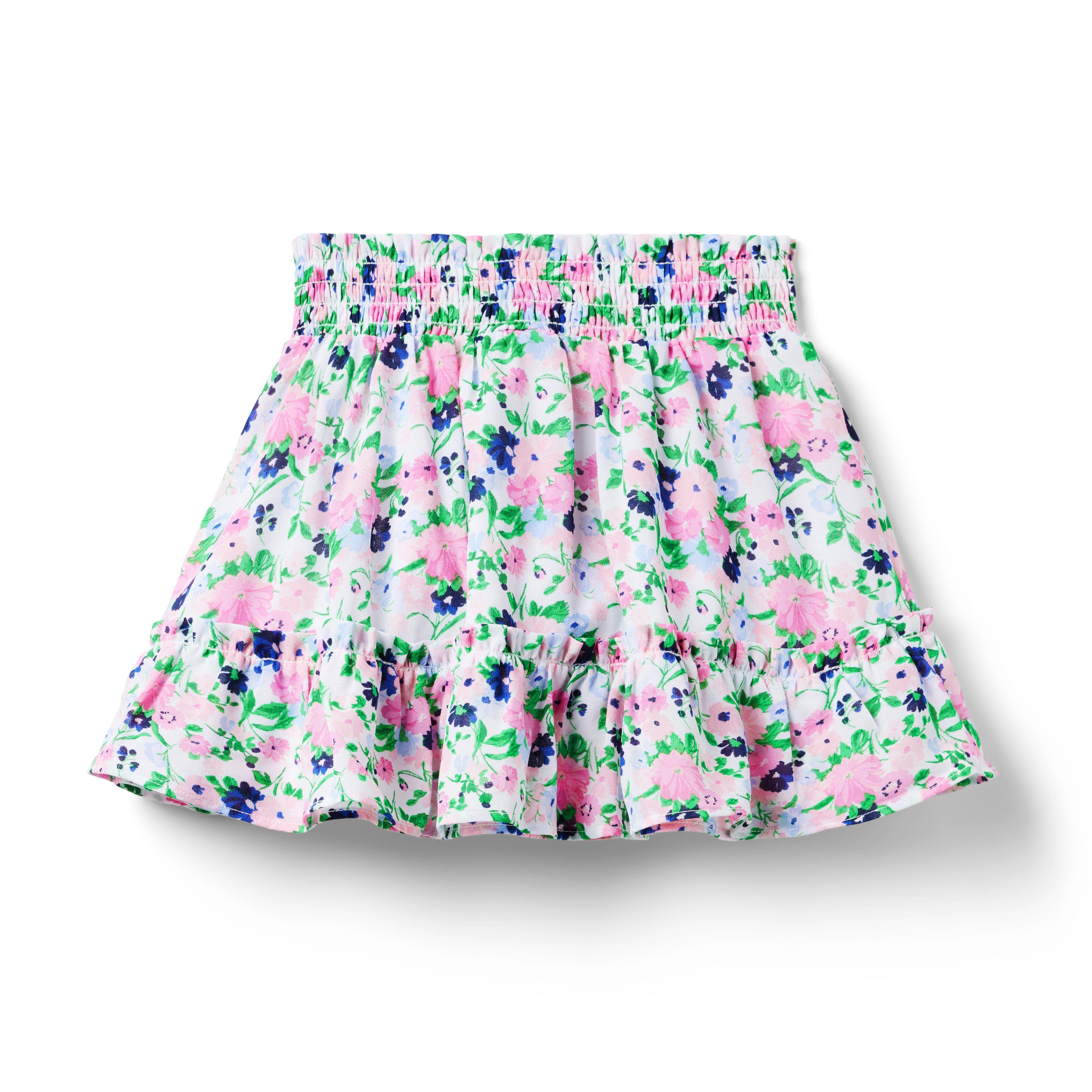 Floral Smocked Chiffon Skirt image number 1
