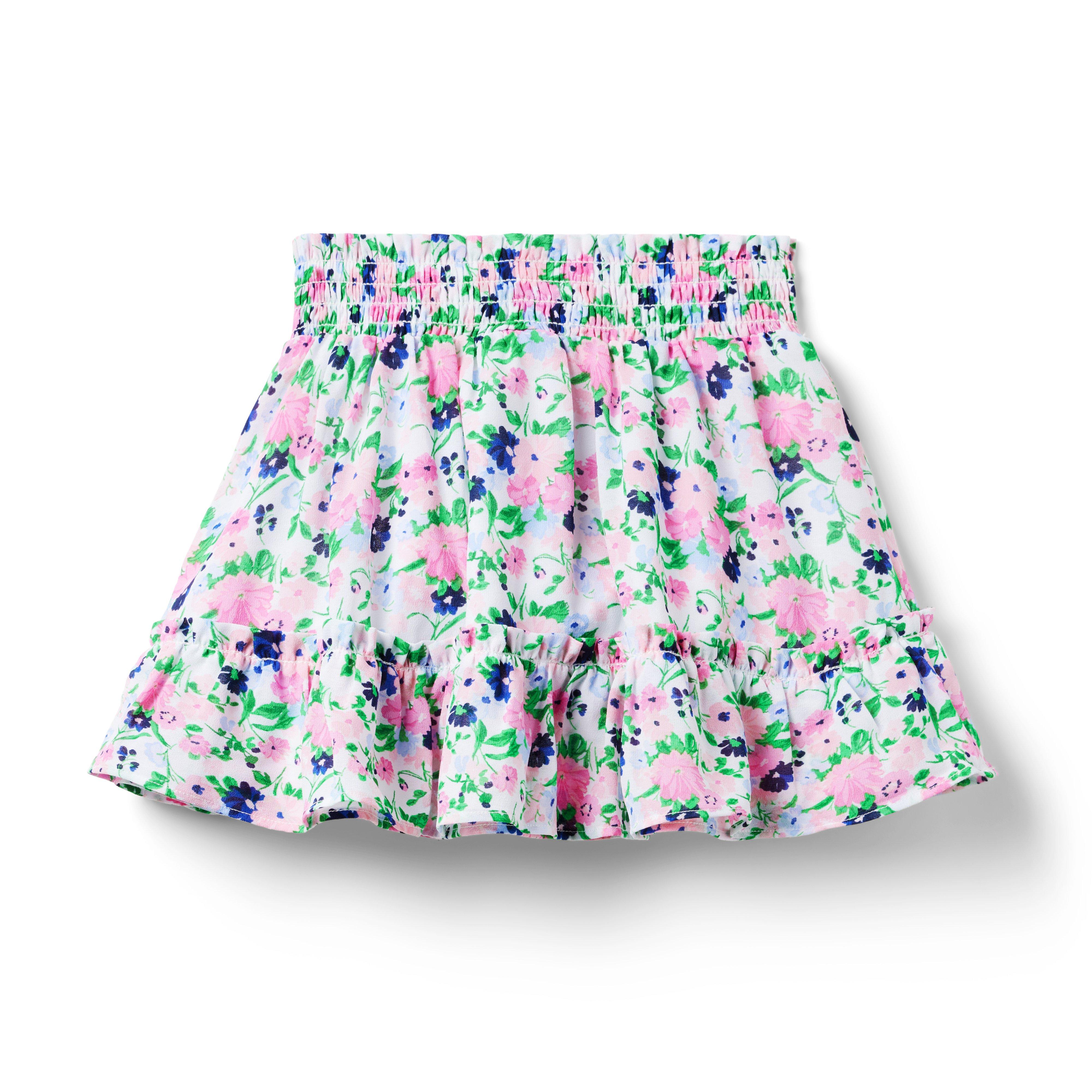 Floral Smocked Chiffon Skirt