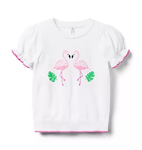 Flamingo Puff Sleeve Sweater