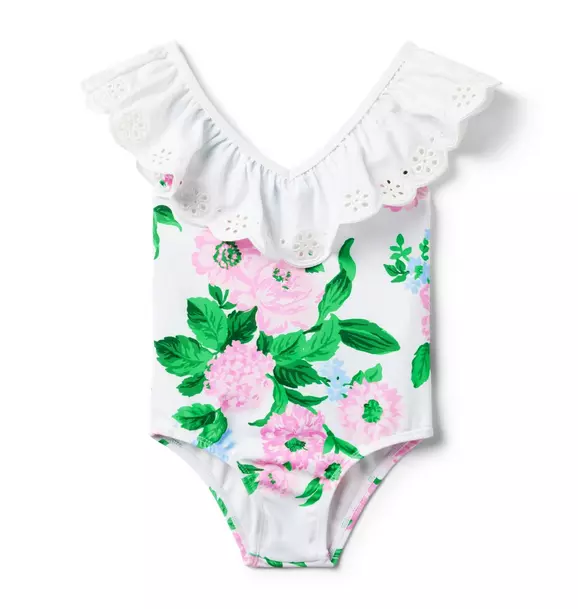 Recycled Floral Eyelet Swimsuit image number 0