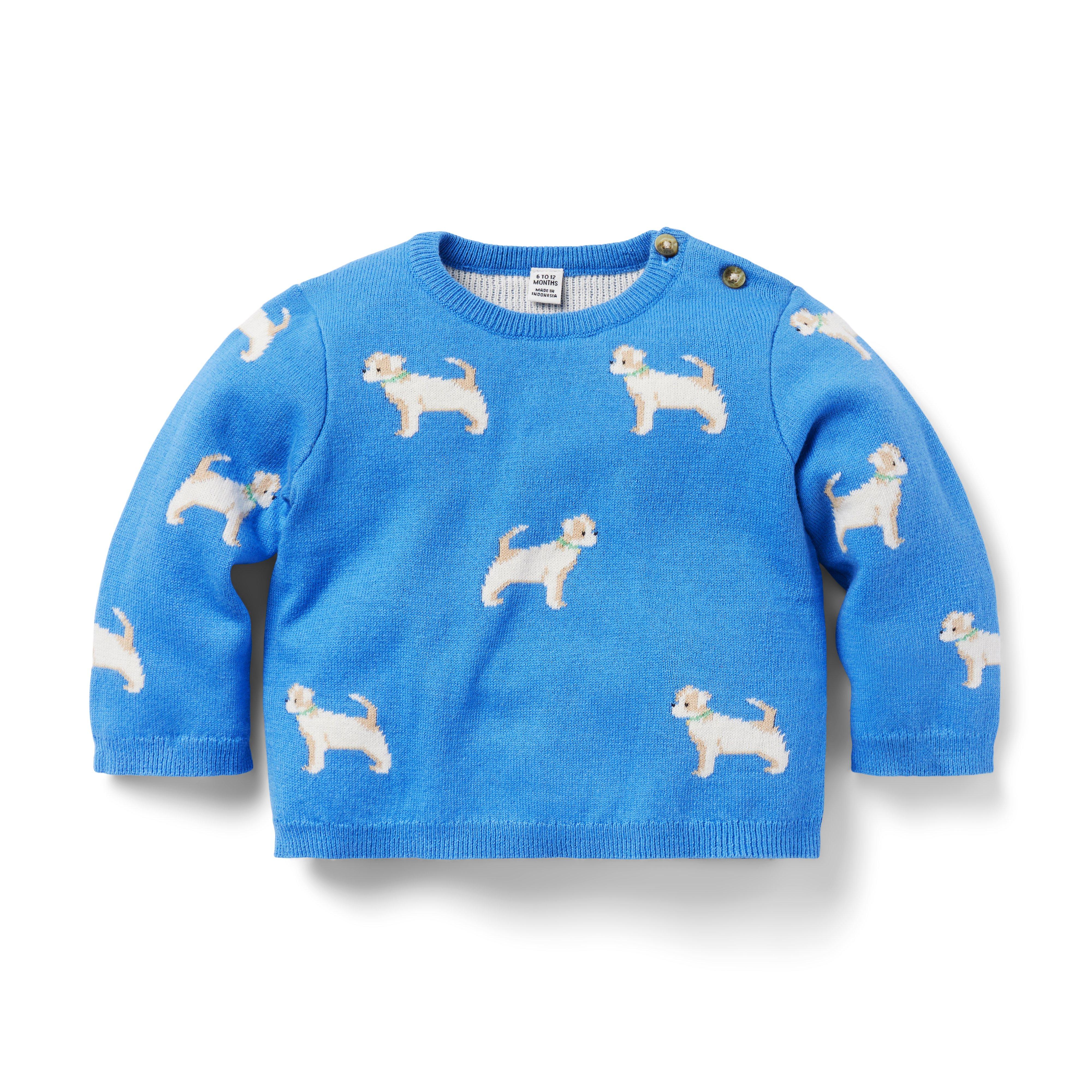 Newborn Bright Blue Dog Baby Dog Sweater by Janie and Jack