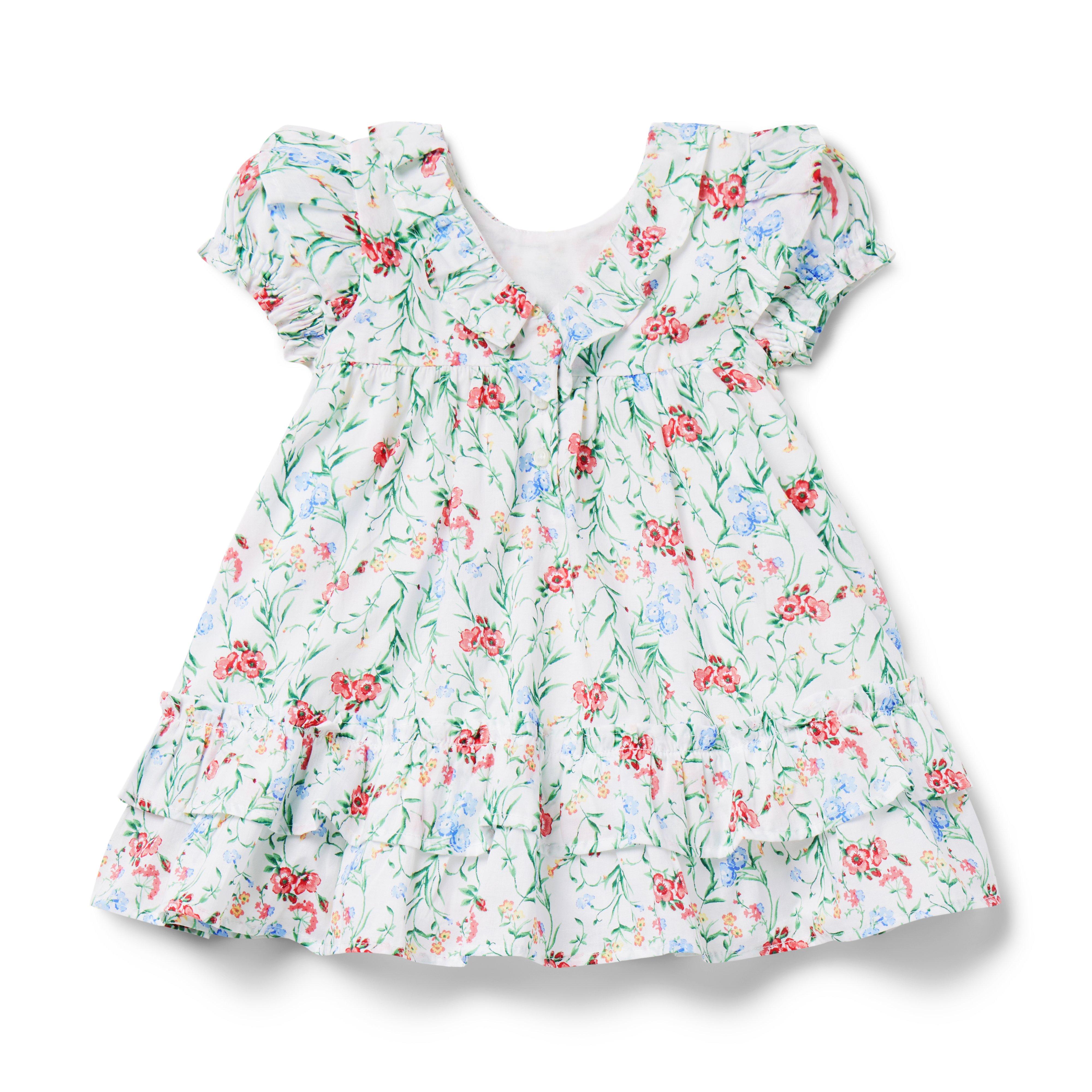 Floral Print Guipure Lace Ruffle Trim Baby Dress For Babies With Contrast  Design From Deng08, $21.53