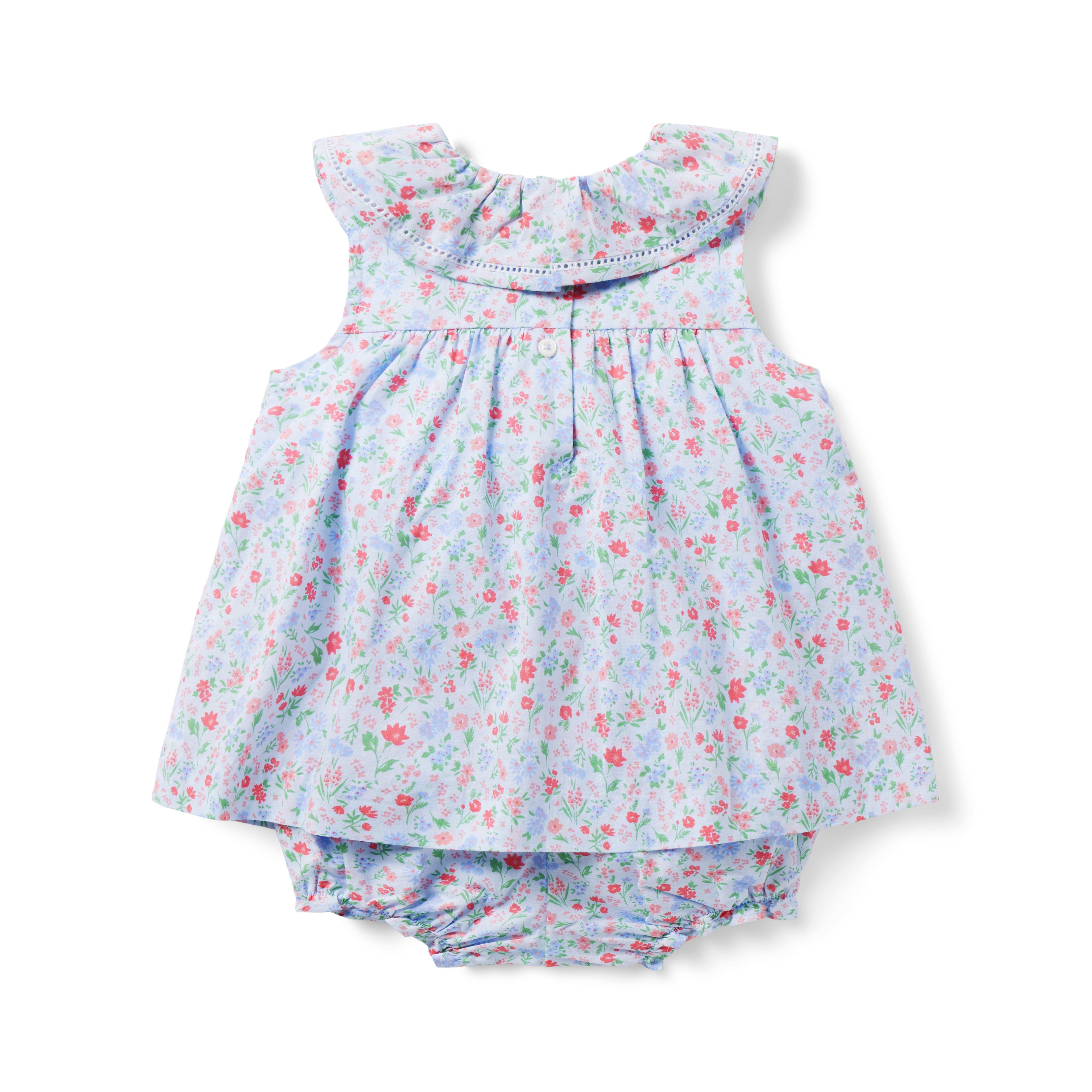 Newborn Bundle Blue Floral Baby Floral Ruffle Romper by Janie and Jack
