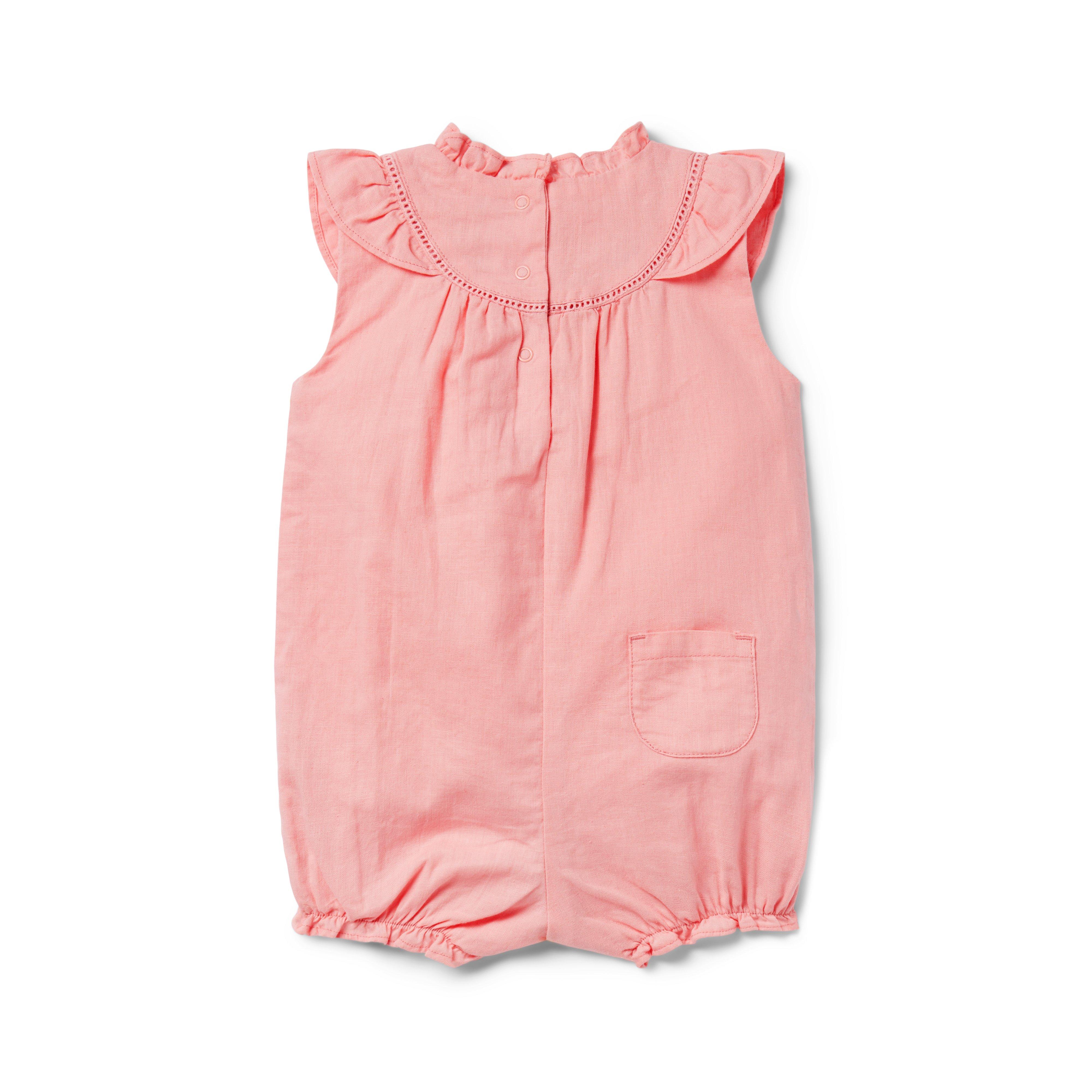 Baby Linen-Cotton Embroidered Floral Romper