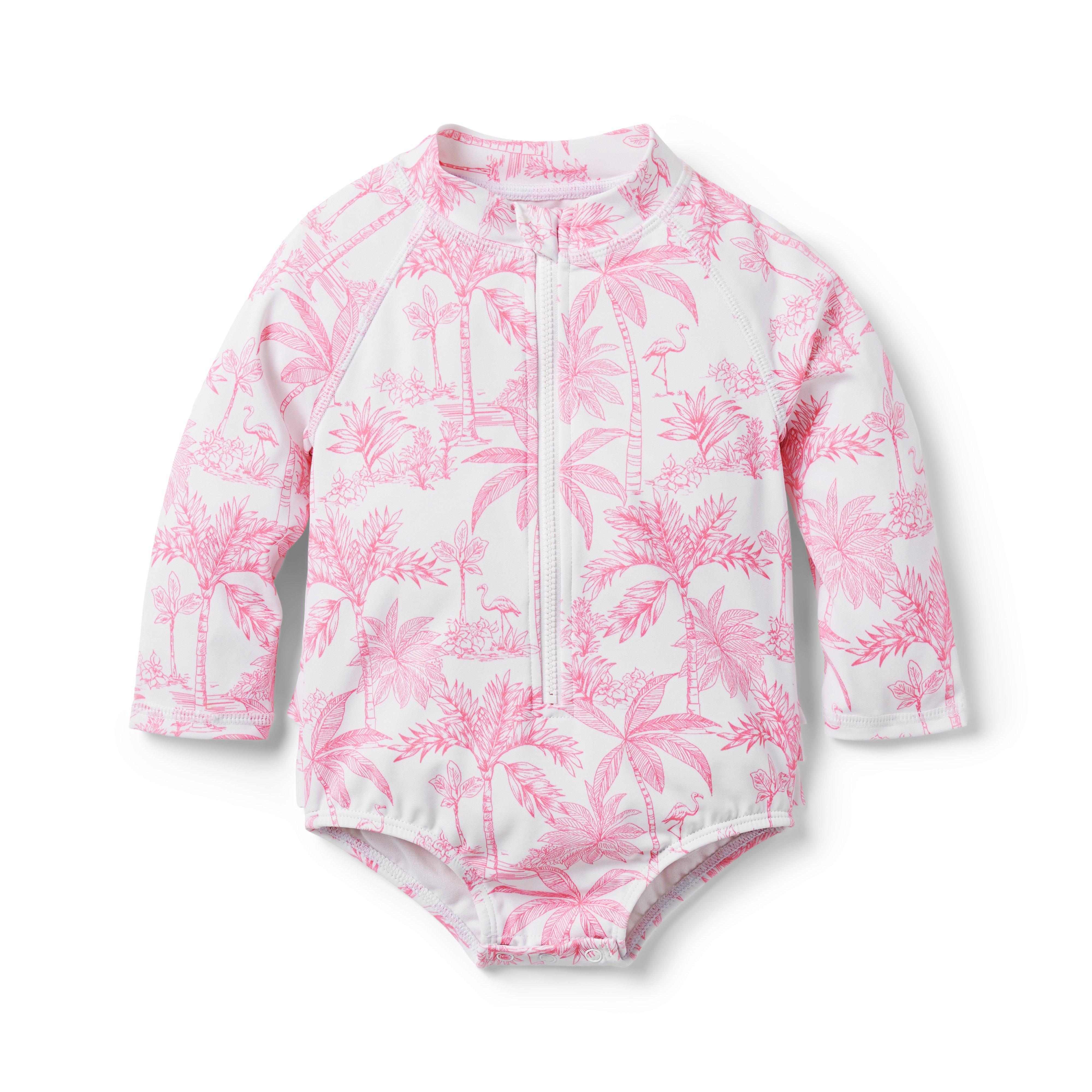 Baby Tropical Toile Rash Guard Swimsuit image number 0