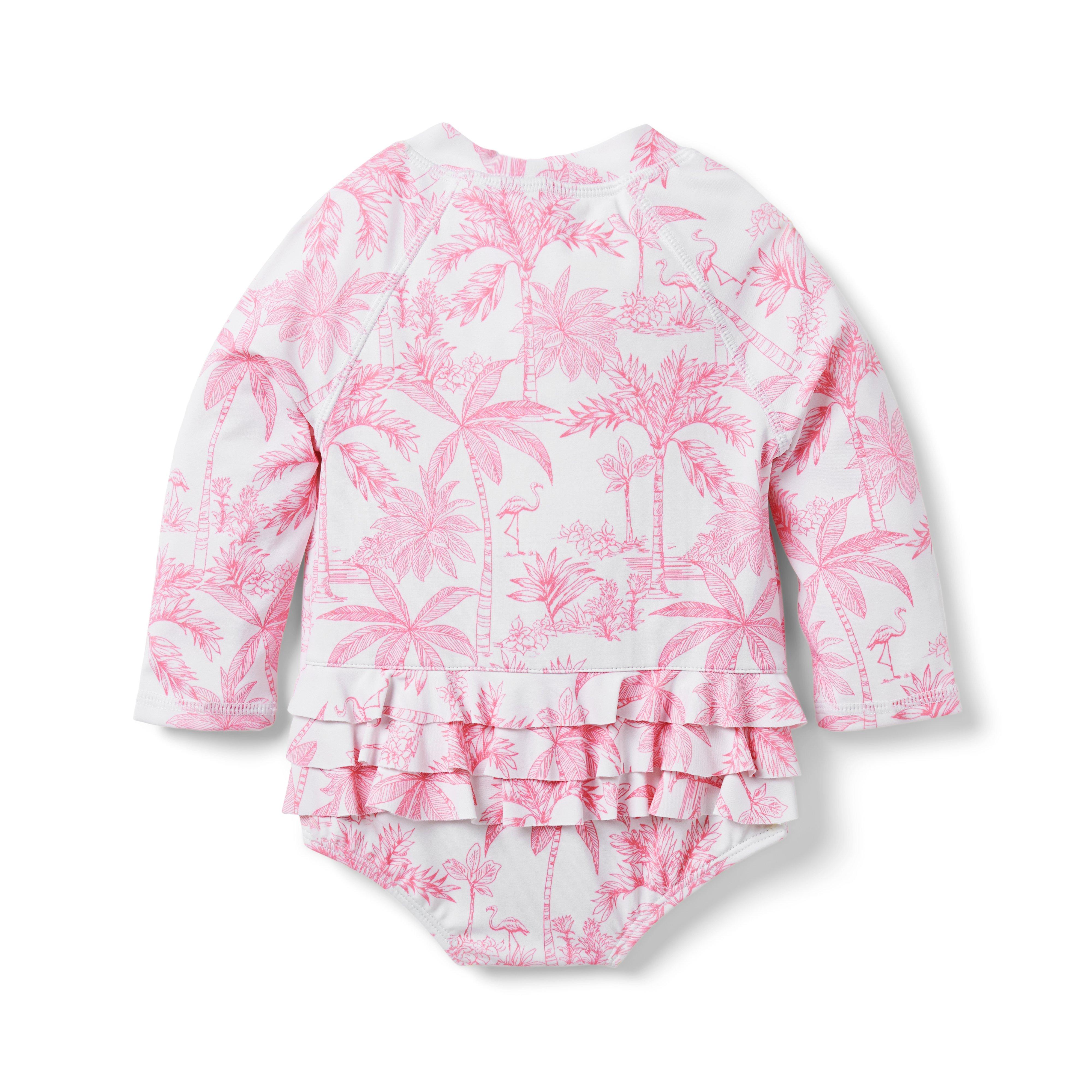 Baby Tropical Toile Rash Guard Swimsuit image number 1
