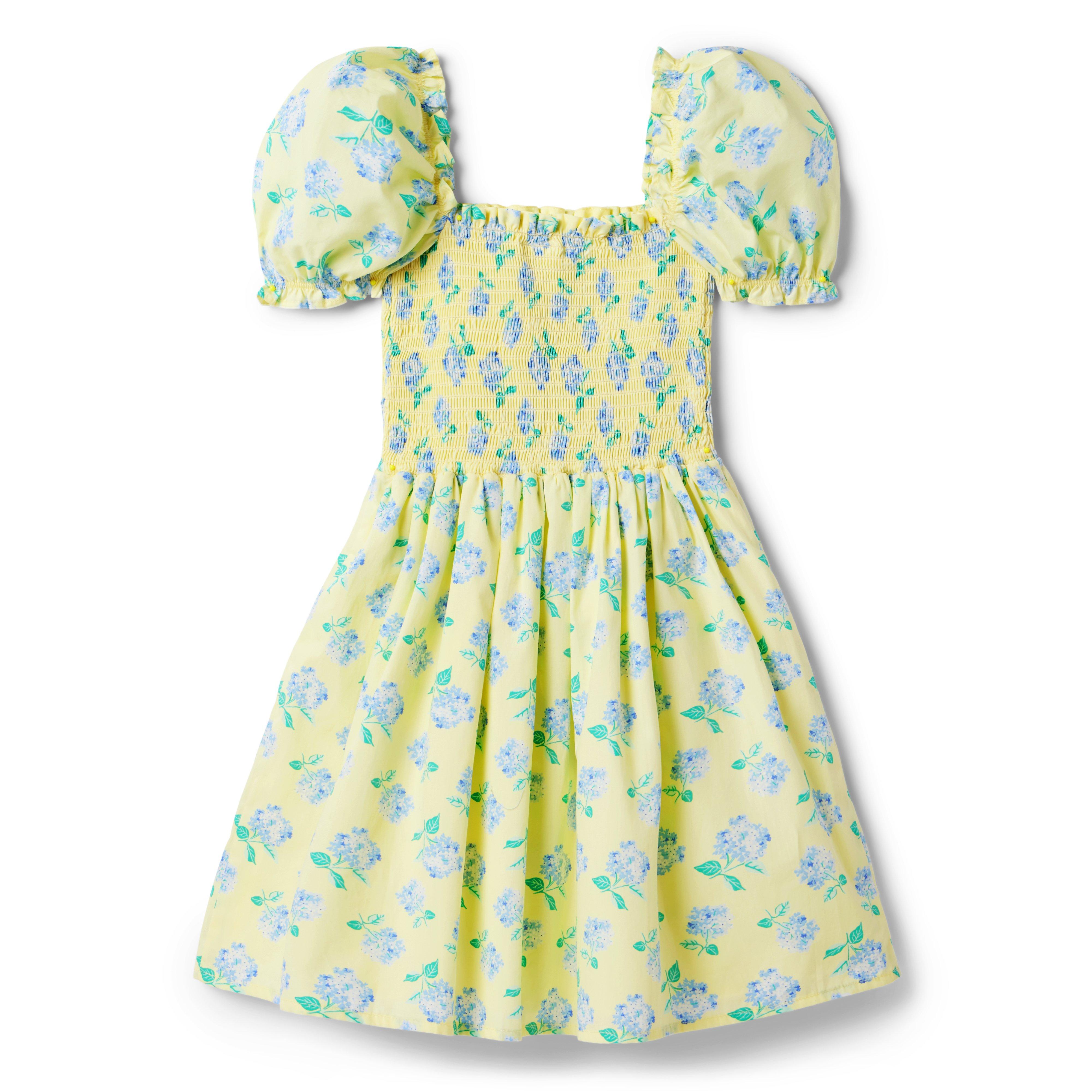 Girl Pastel Yellow Floral The Grace Smocked Puff Sleeve Dress by Janie and  Jack