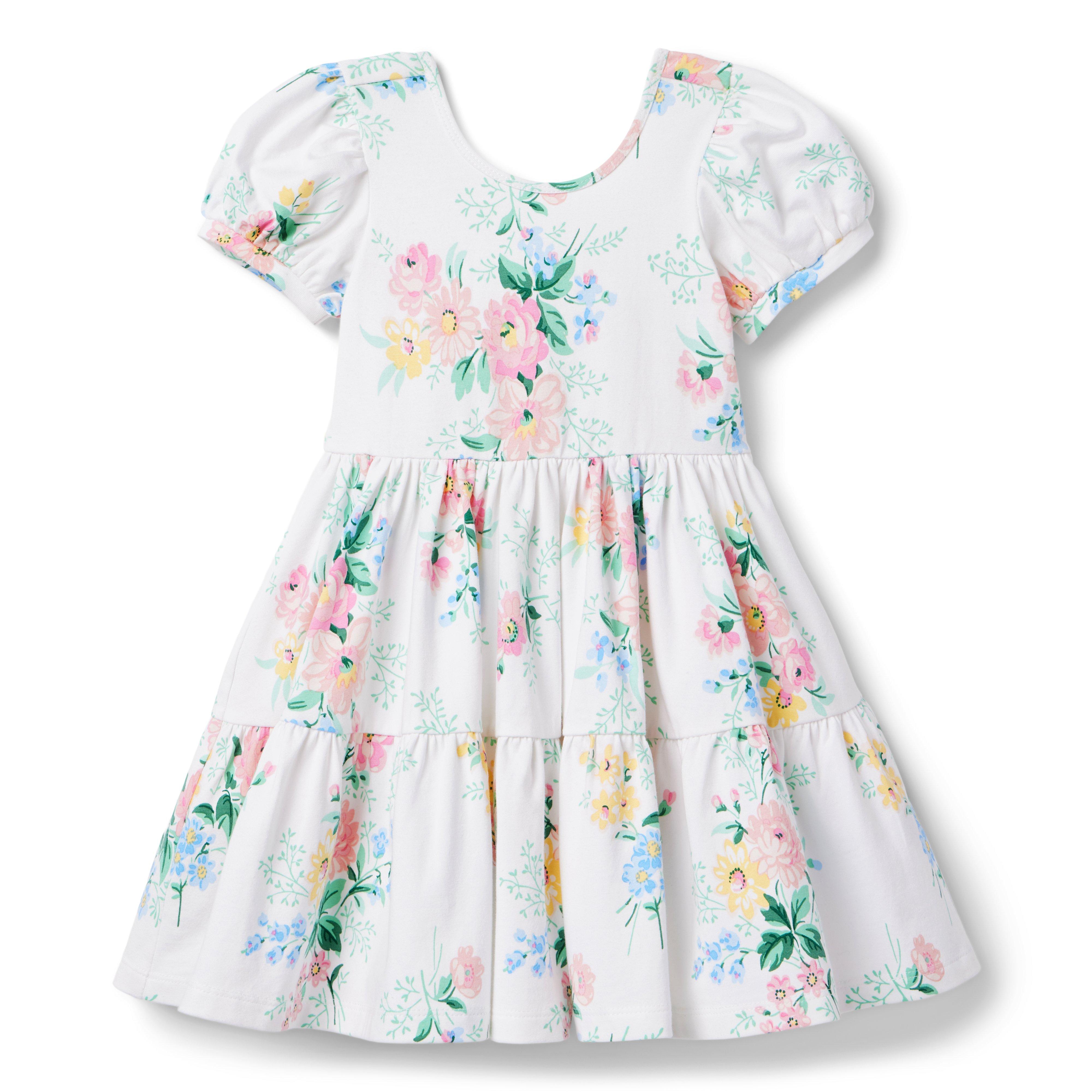 Girl White Floral The Everyday Puff Sleeve Dress by Janie and Jack