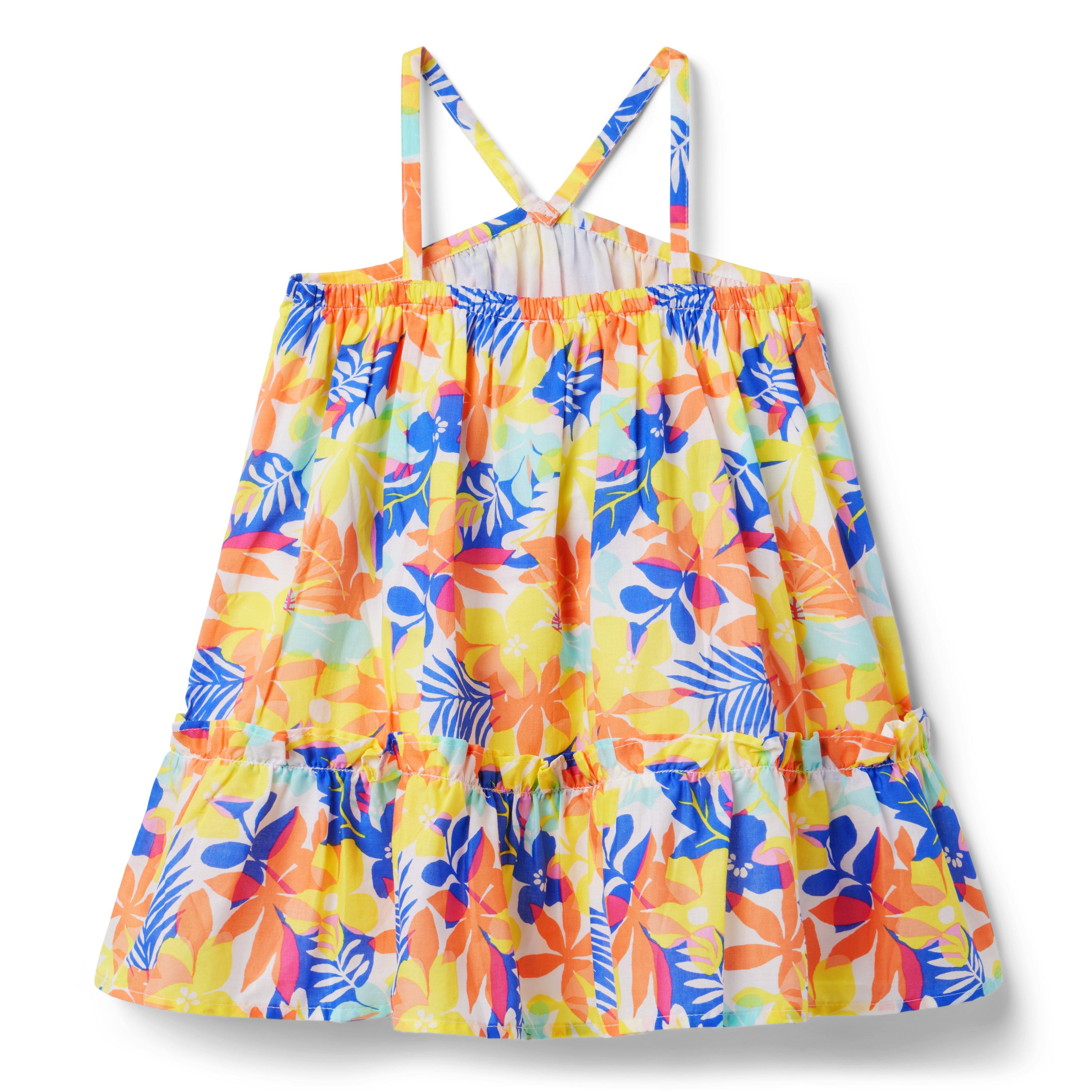 Girl Sunny Yellow Palm Floral Palm Floral Halter Sundress by Janie and Jack