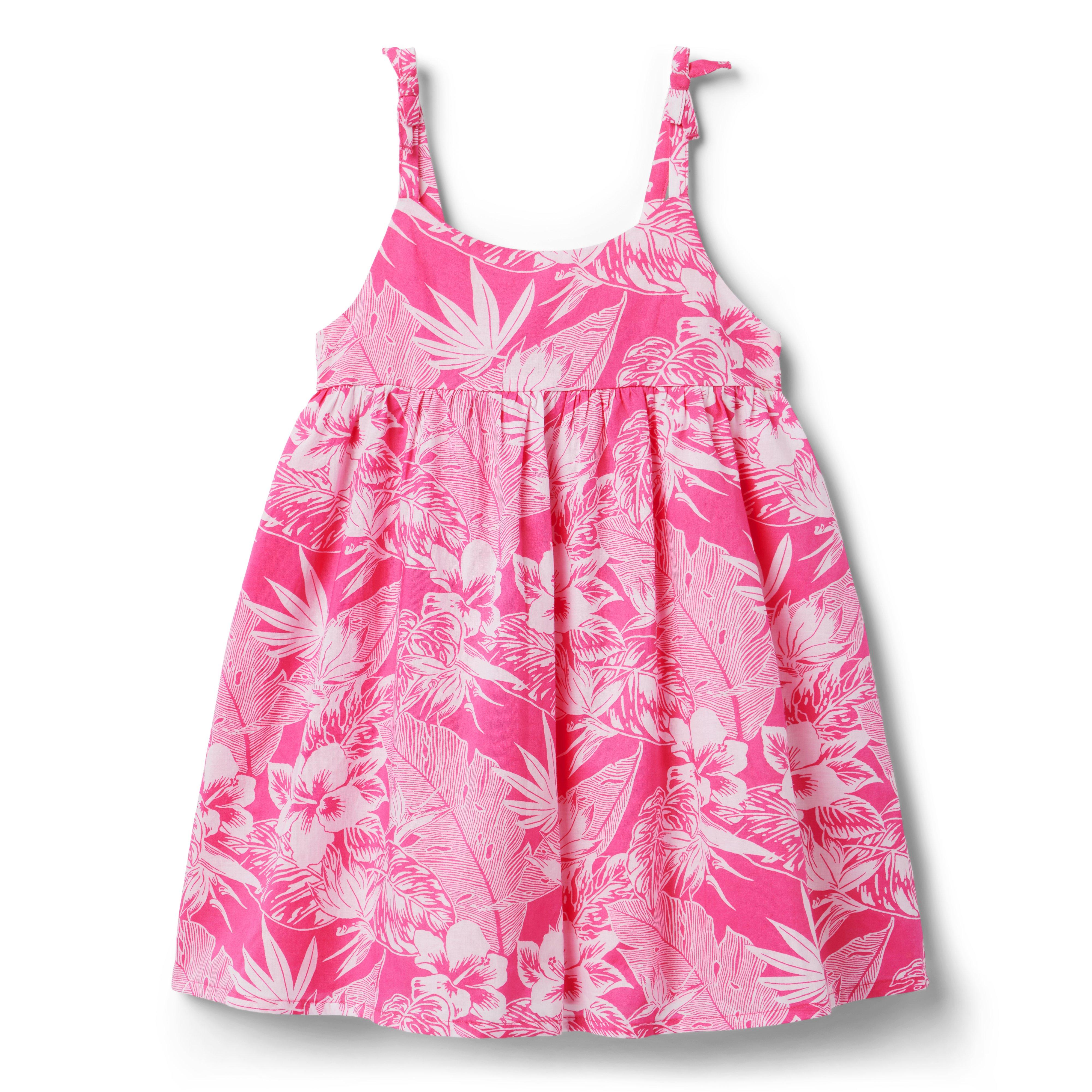 Girl Bright Pink Palm Tropical Palm Sundress by Janie and Jack