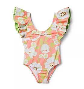 Recycled Floral Ruffle Swimsuit