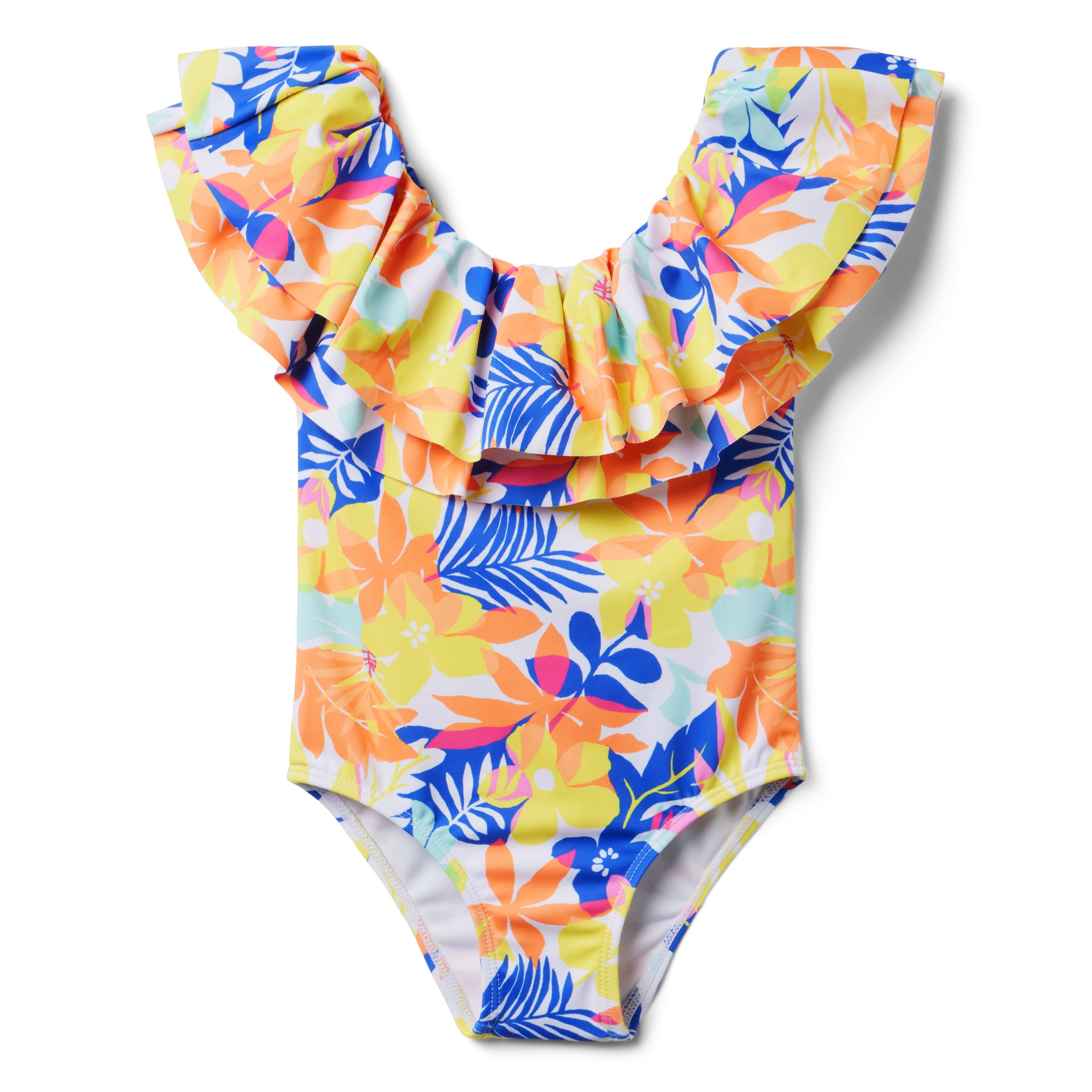 Recycled Palm Floral Ruffle Swimsuit image number 0