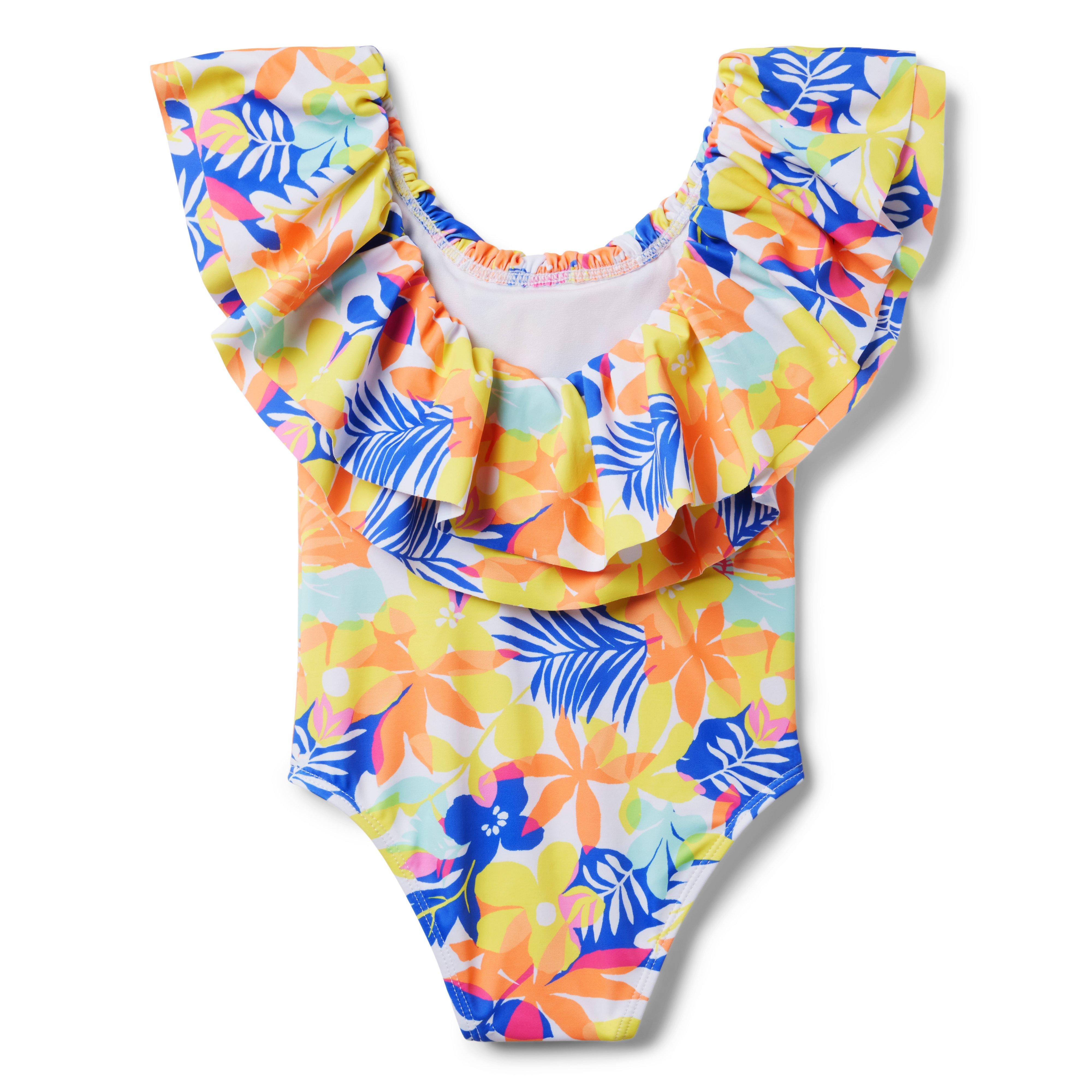 Recycled Palm Floral Ruffle Swimsuit