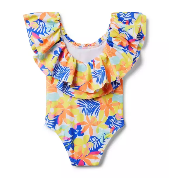 Recycled Palm Floral Ruffle Swimsuit image number 1