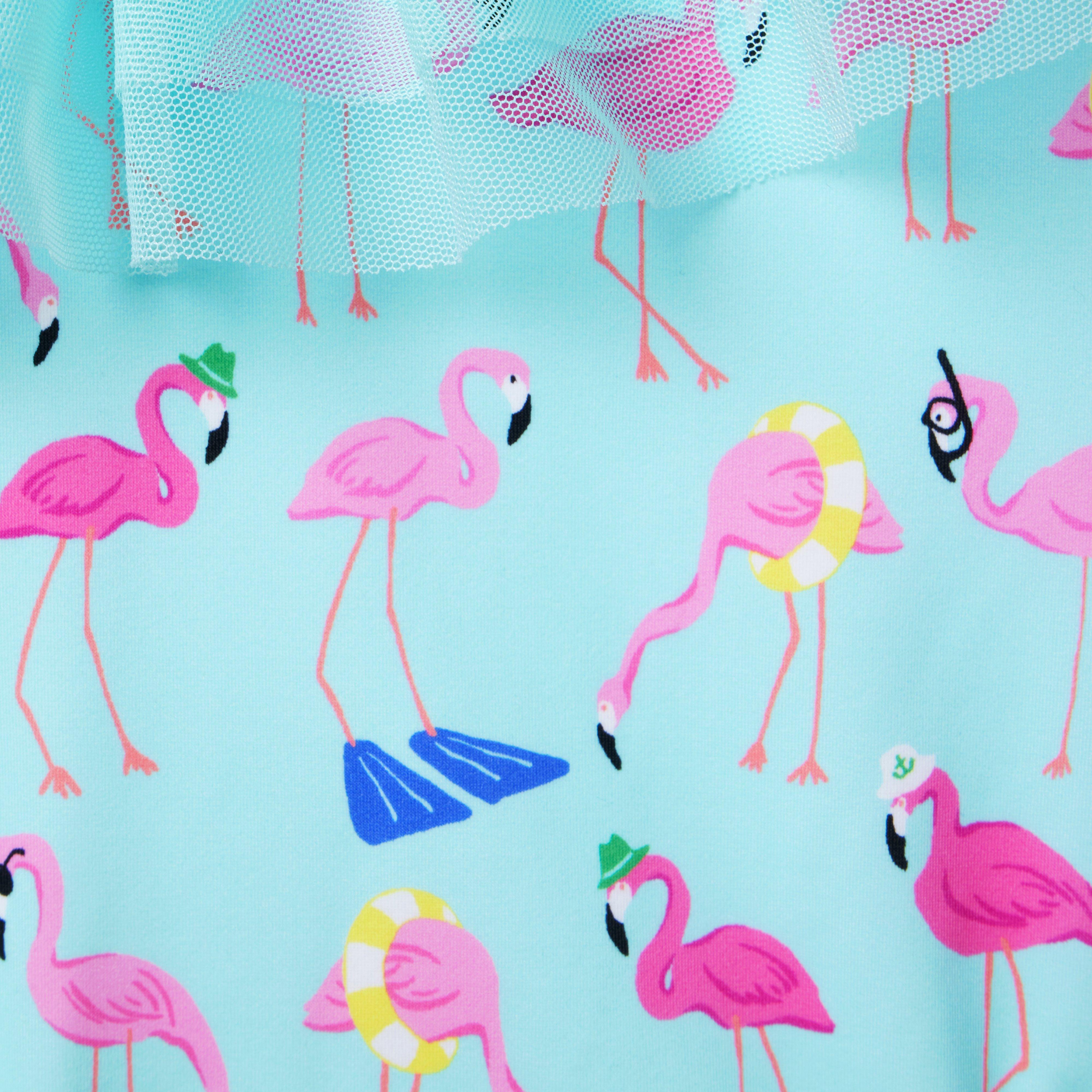 Recycled Flamingo Ruffle Shoulder Swimsuit