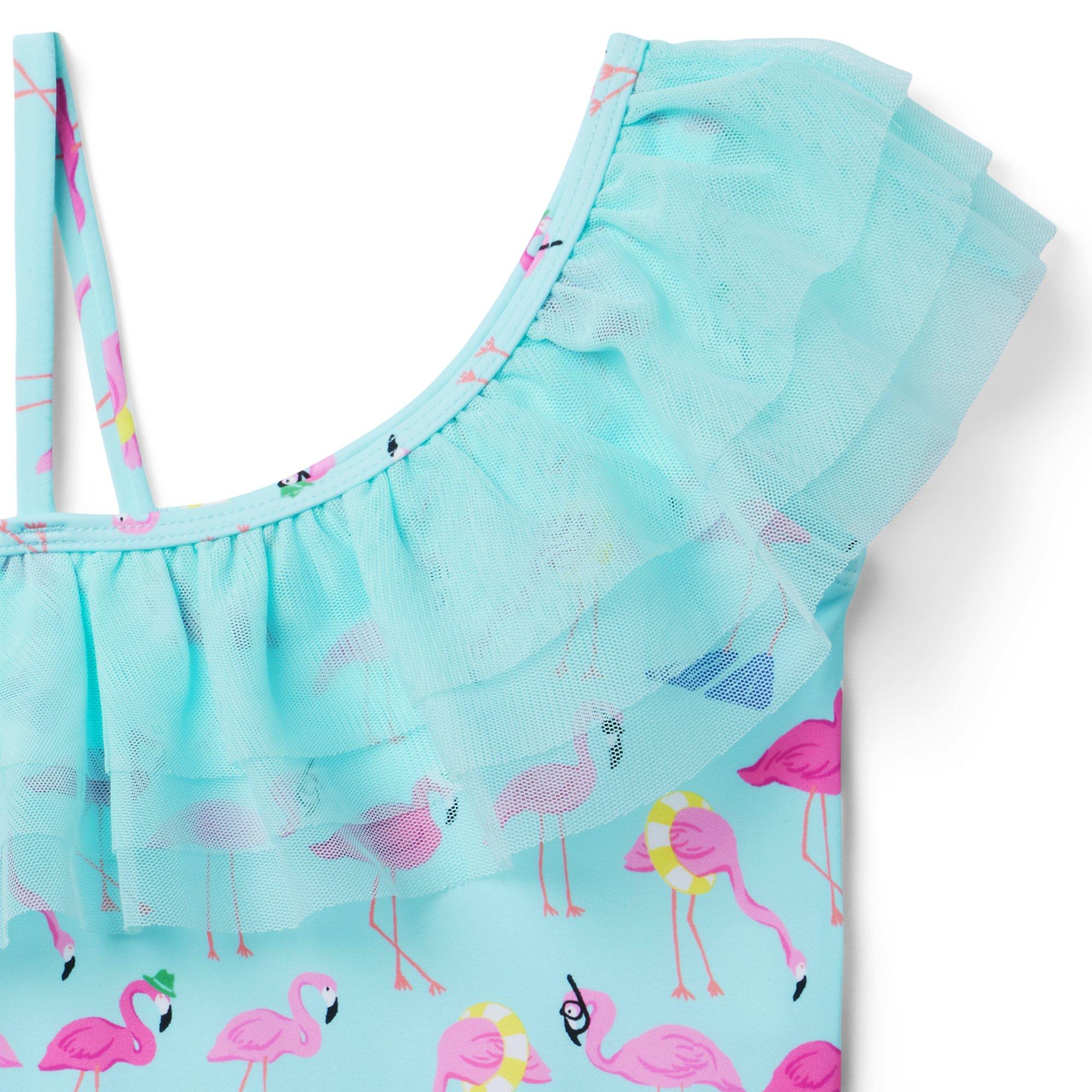 Recycled Flamingo Ruffle Shoulder Swimsuit image number 3