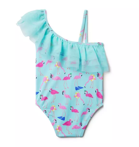 Recycled Flamingo Ruffle Shoulder Swimsuit image number 1