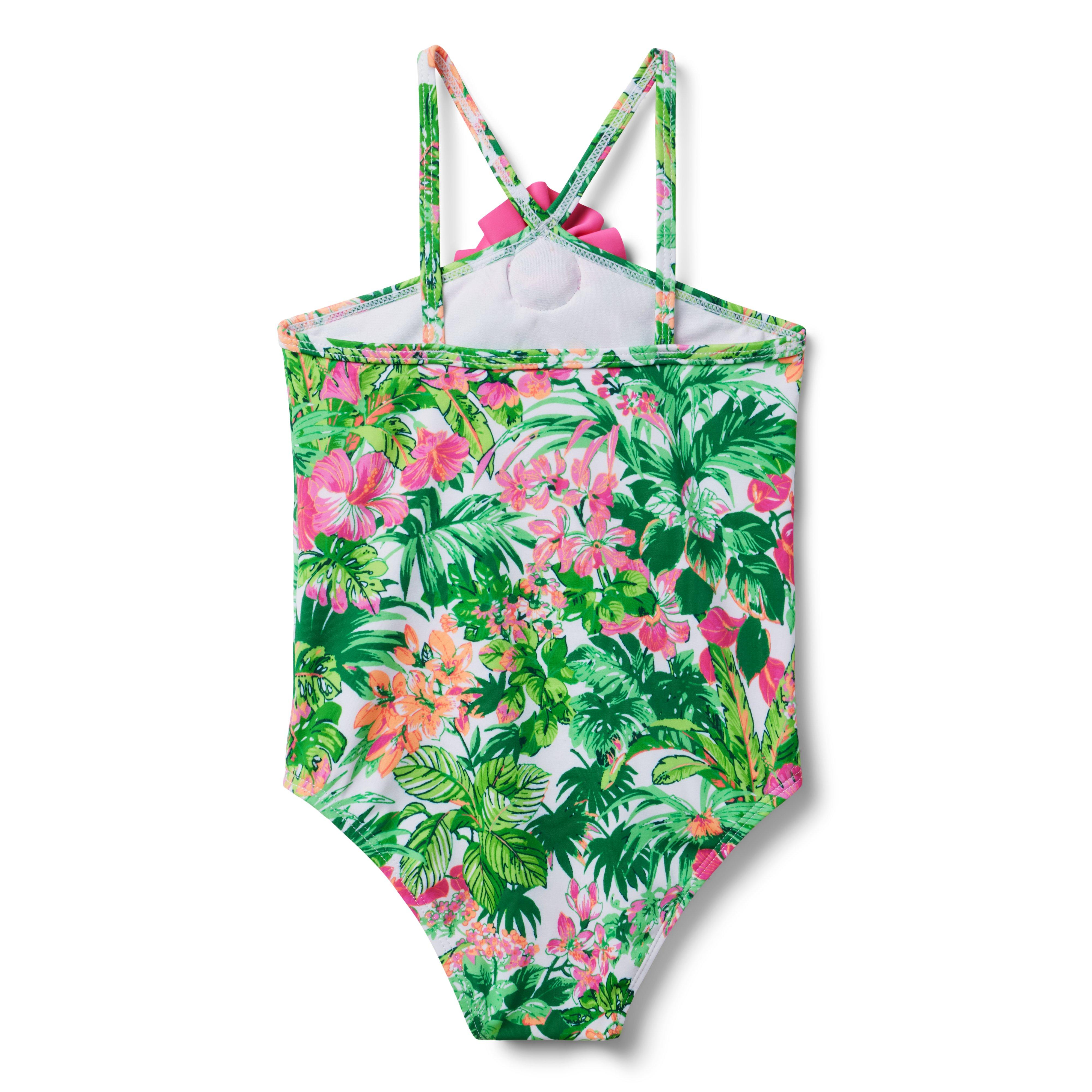 Recycled Tropical Floral Halter Swimsuit image number 1