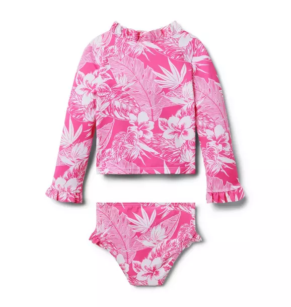 Recycled Tropical Palm Rash Guard Swimsuit image number 1