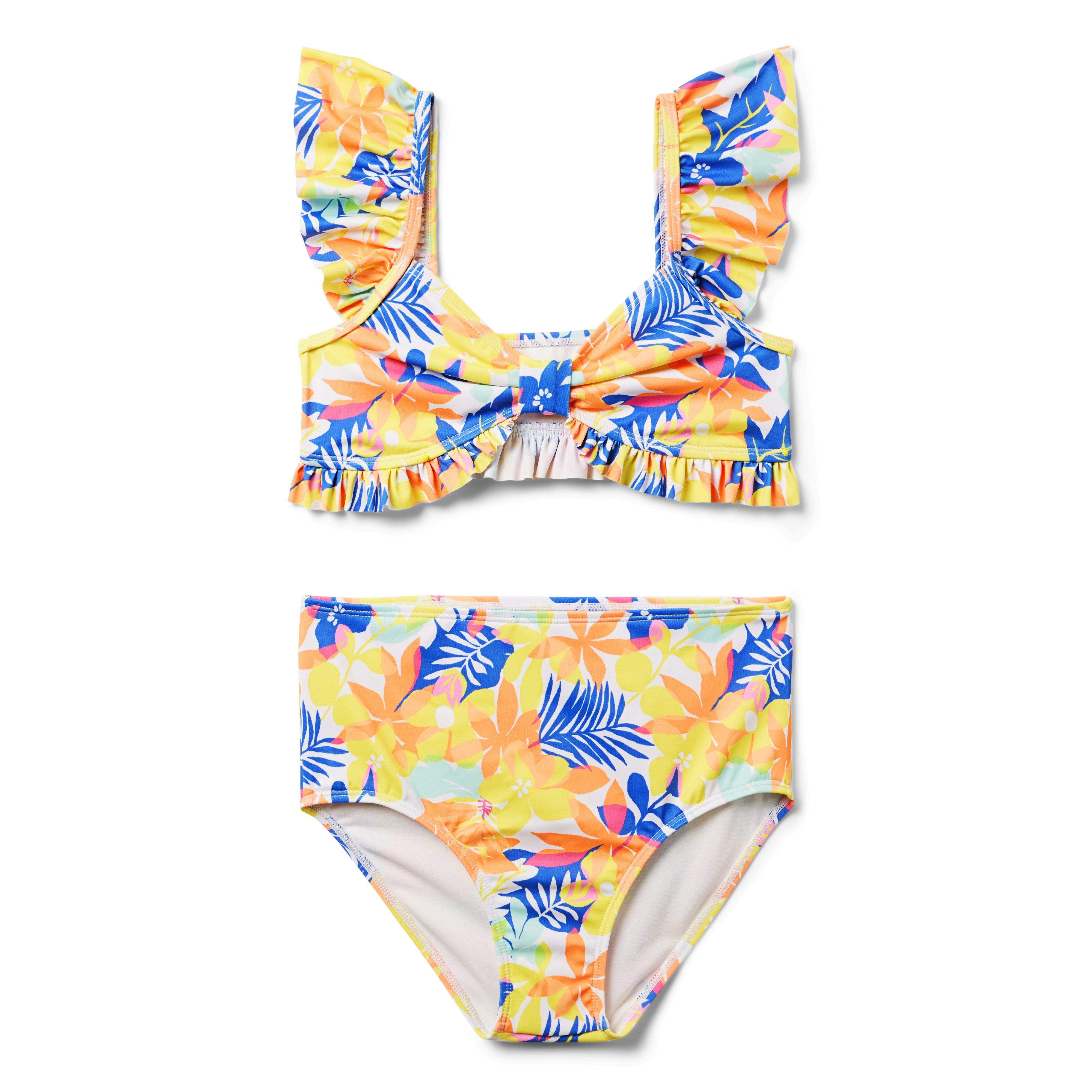 Girl Sunny Yellow Palm Floral Recycled Palm Floral 2-Piece Swimsuit by  Janie and Jack