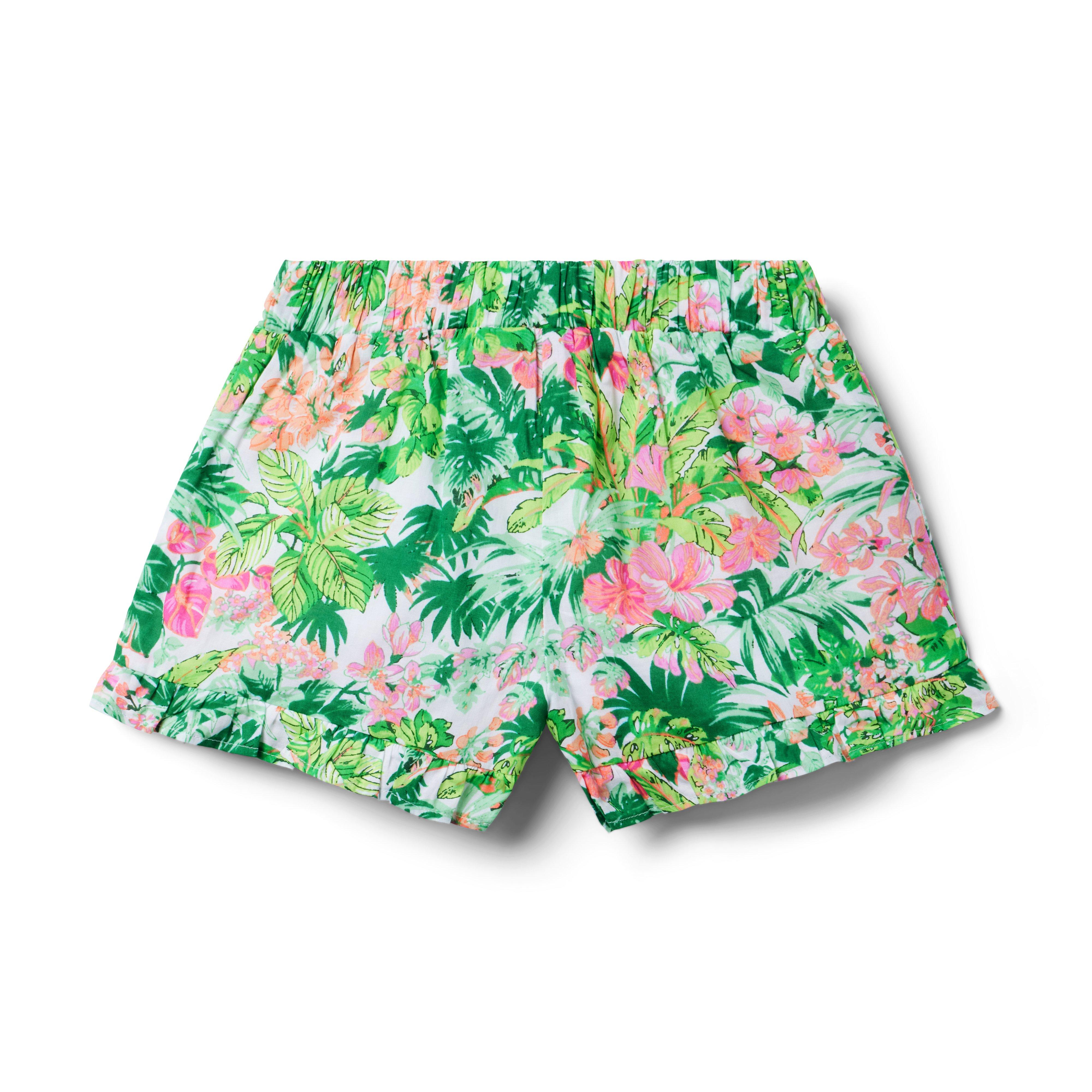 Tropical Floral Ruffle Hem Short image number 1