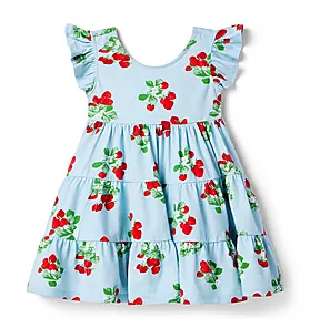 Strawberry Flutter Sleeve Dress