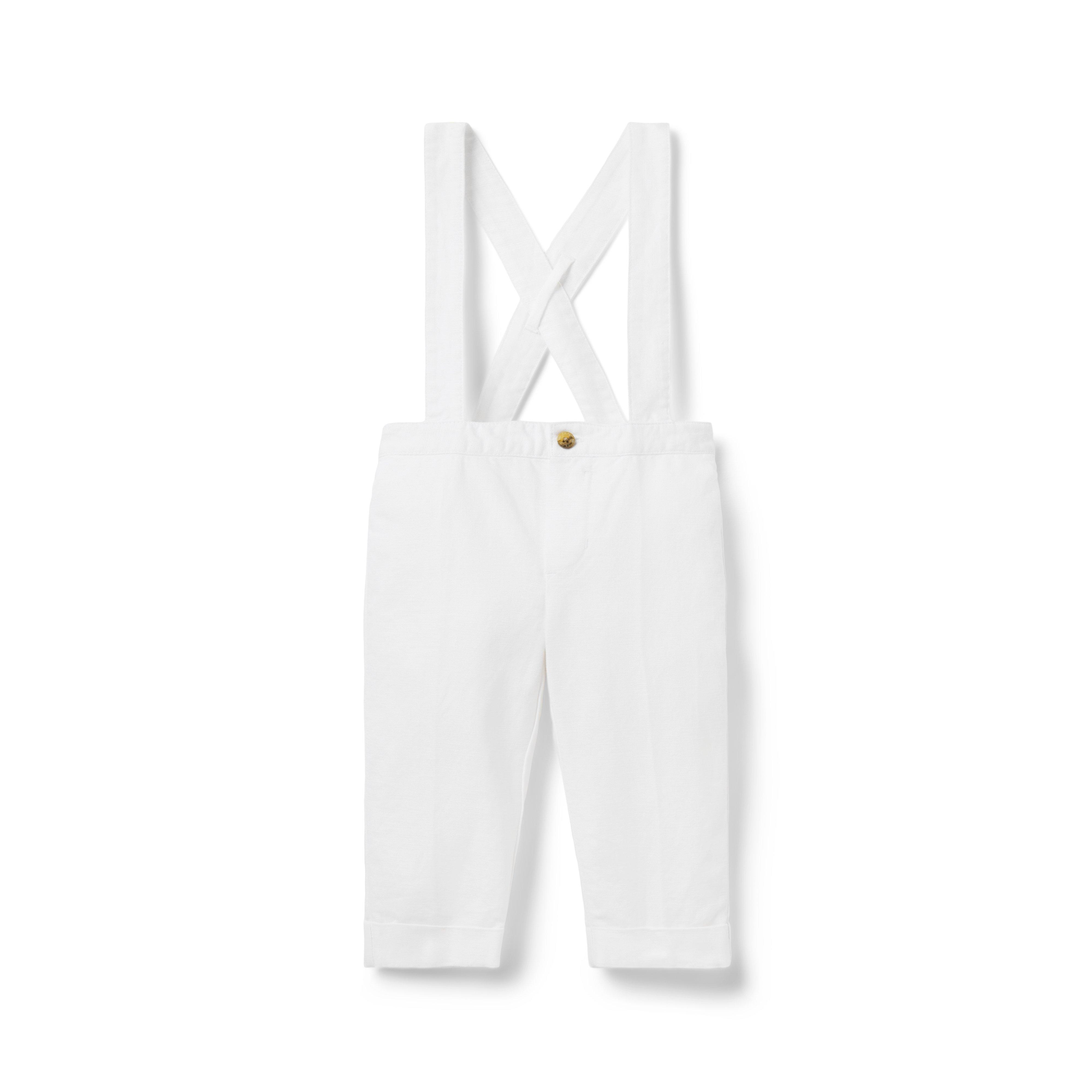 Baby Linen-Cotton Suspender Pant