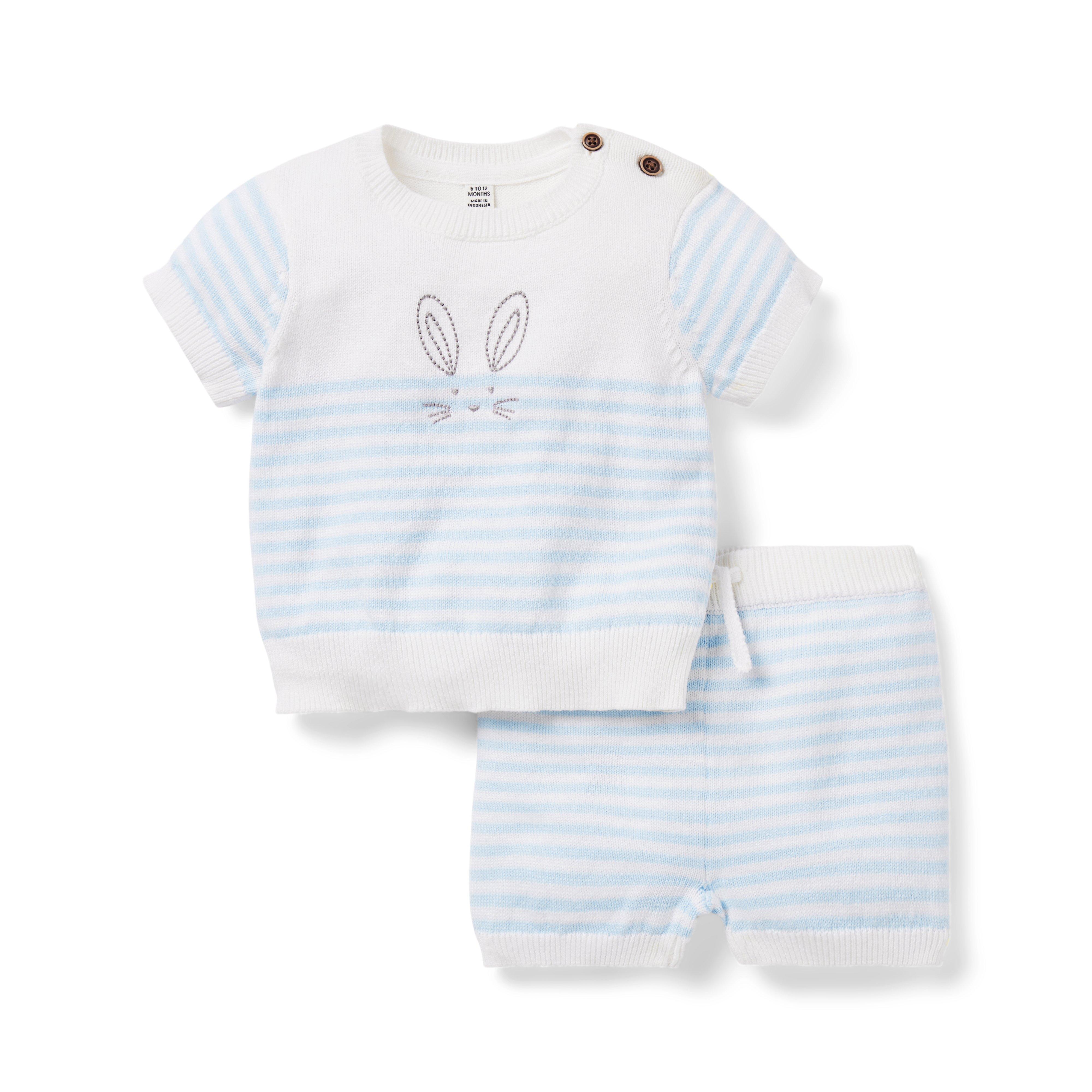 Baby Striped Bunny Sweater Matching Set