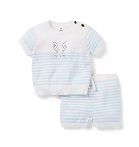 Baby Striped Bunny Sweater Matching Set