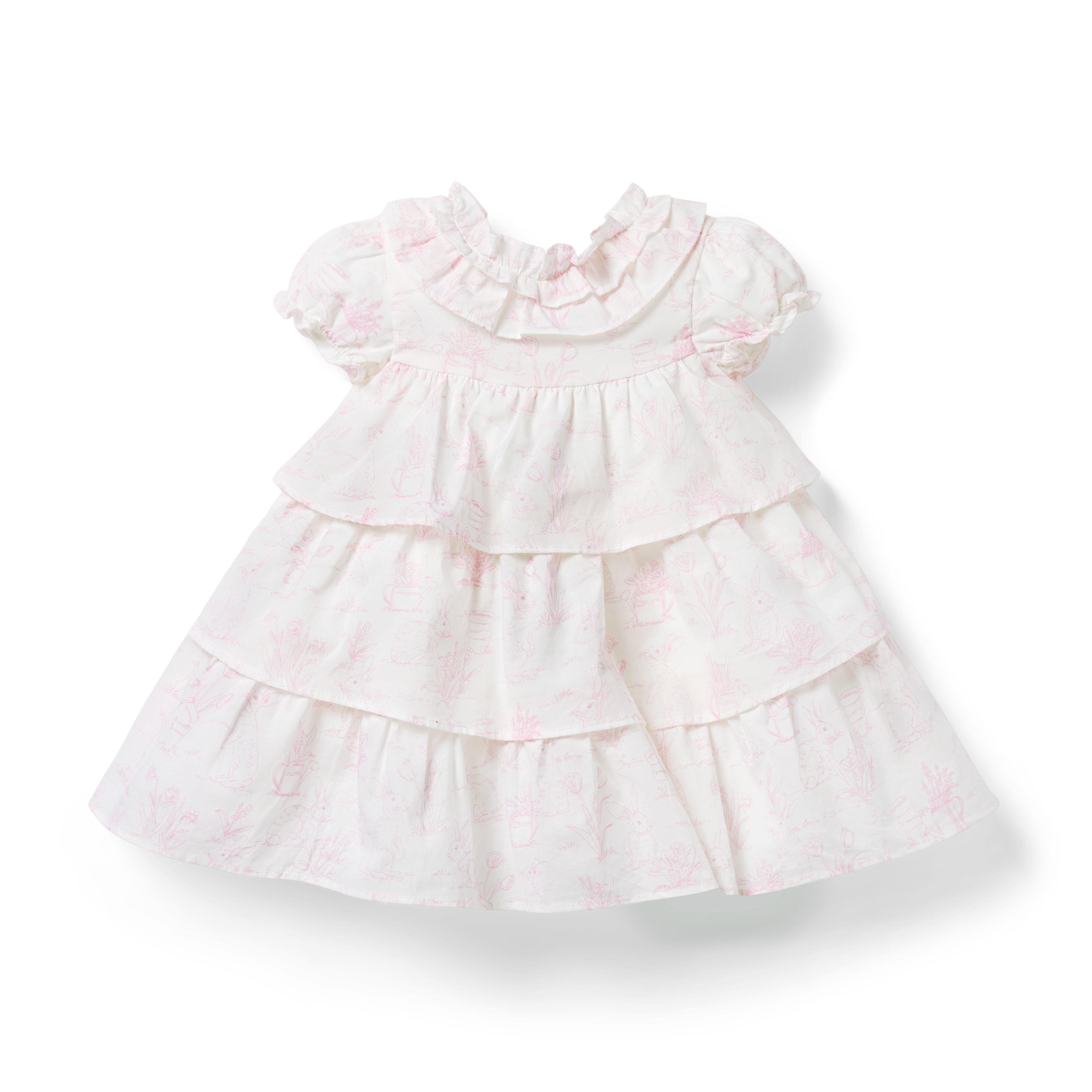 Baby Bunny Toile Ruffle Dress