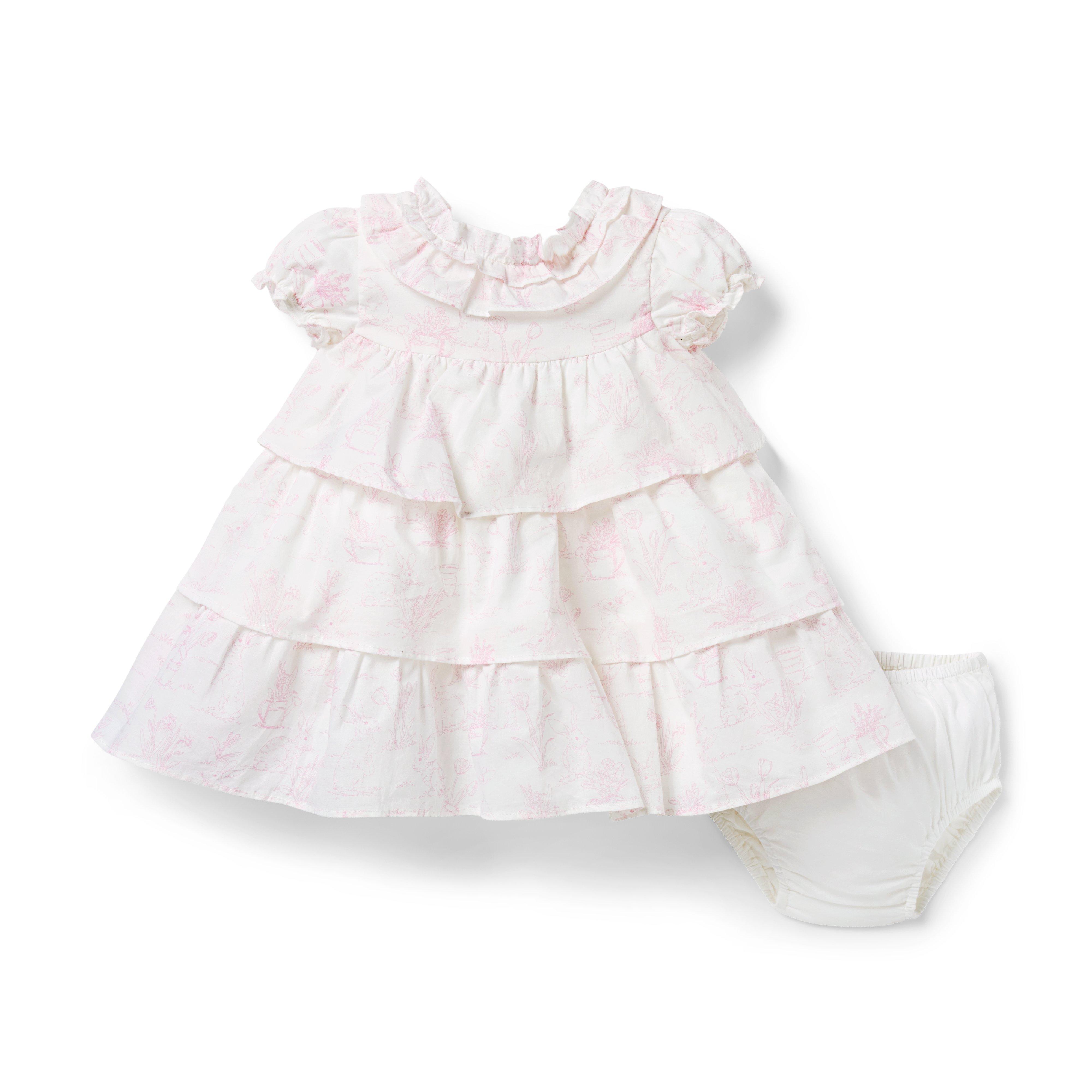Baby Bunny Toile Ruffle Dress image number 2